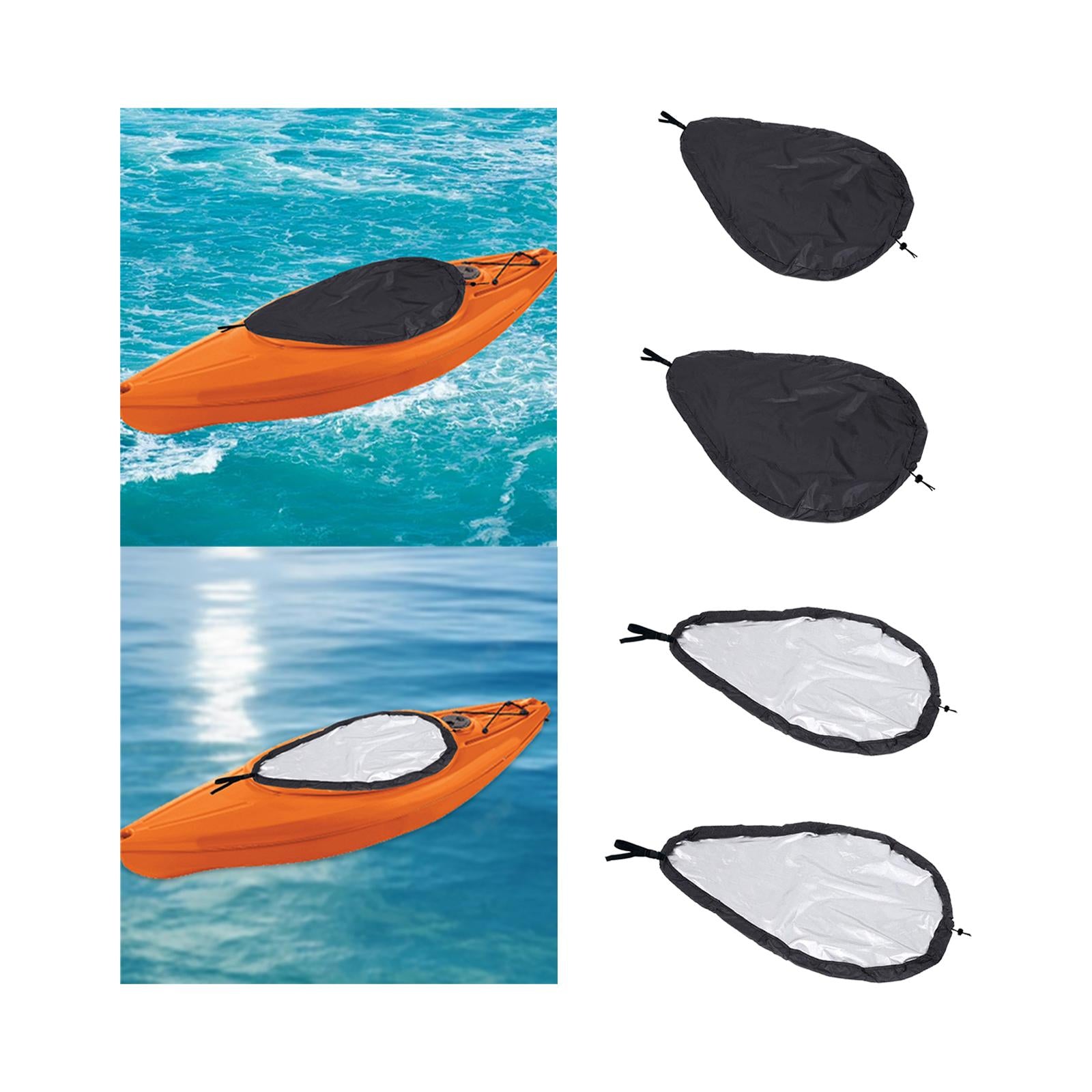 Kayak Cockpit Cover Dustproof Kayak Cabin Protection Cover Cockpit Protector Black 88.4cmx55.4cm