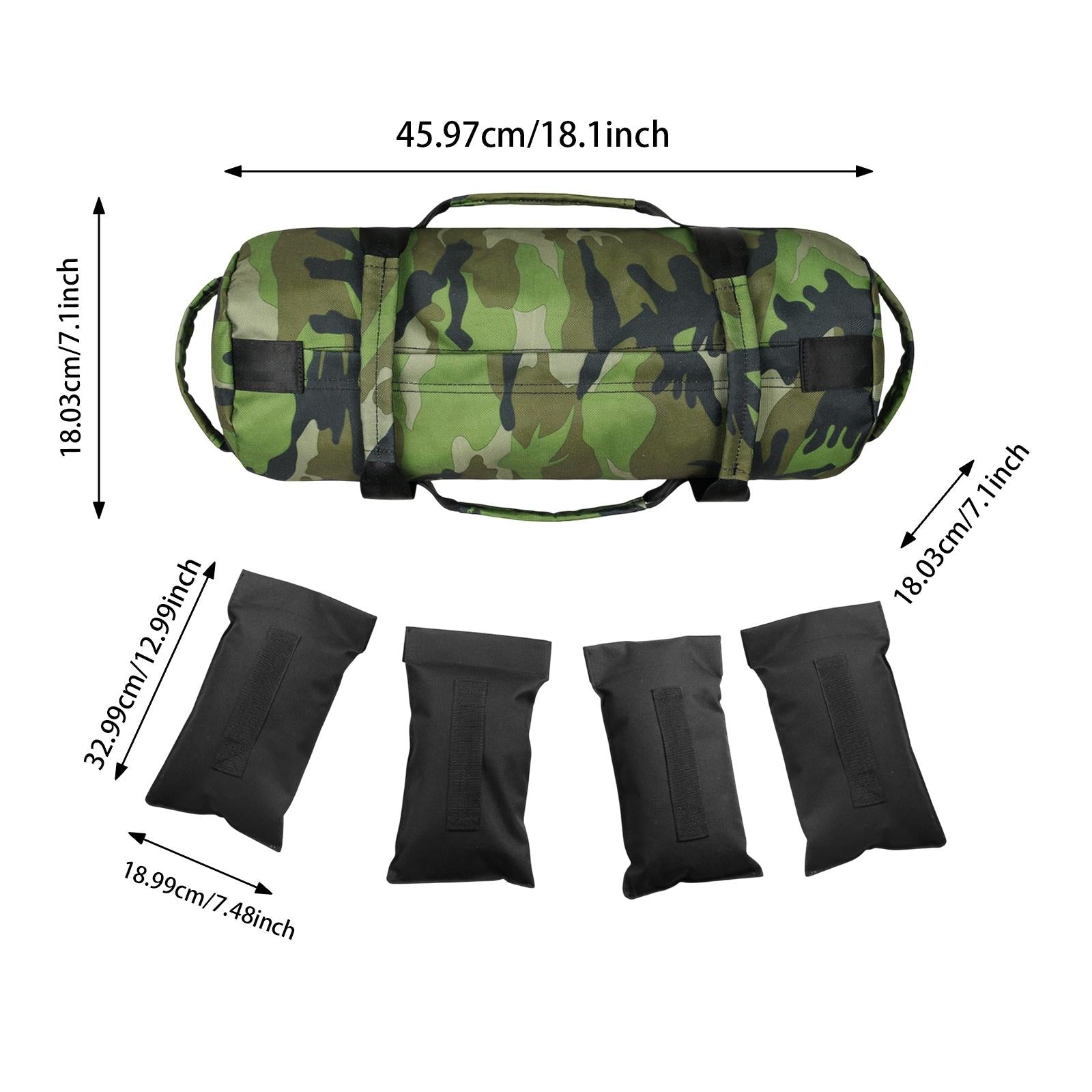 Weighted Bag Canvas Unfilled Sandbag for Weightlifting Powerlifting Home Gym Green