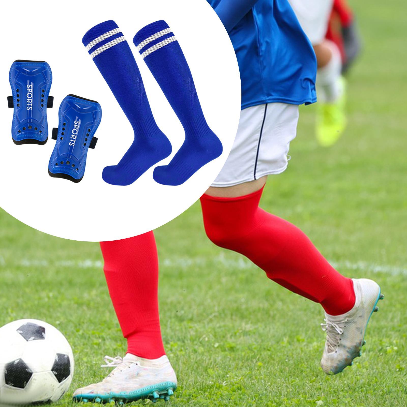 Soccer Shin Guards with Soccer Socks Soccer Game Comfortable Protection Gear Blue S