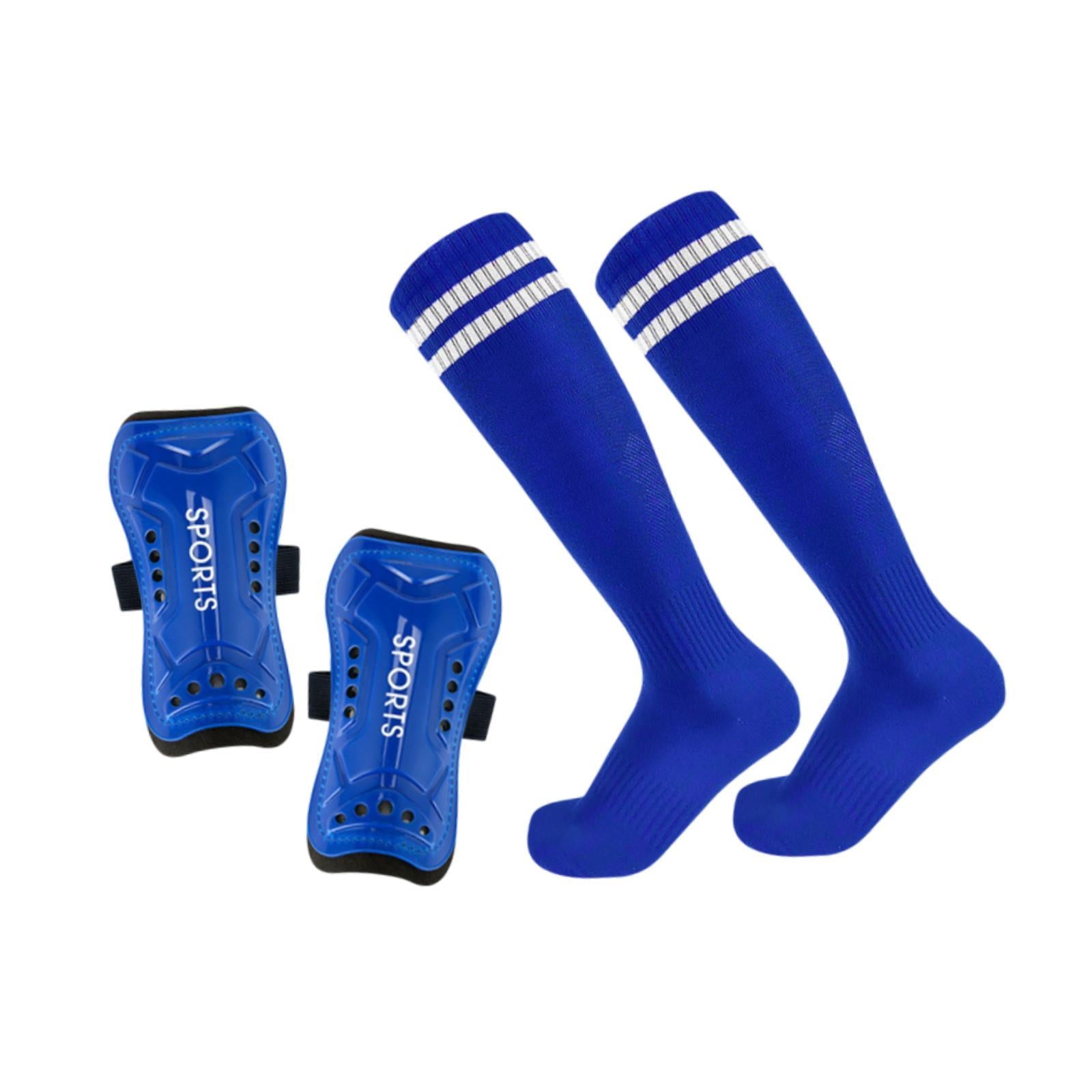 Soccer Shin Guards with Soccer Socks Soccer Game Comfortable Protection Gear Blue S