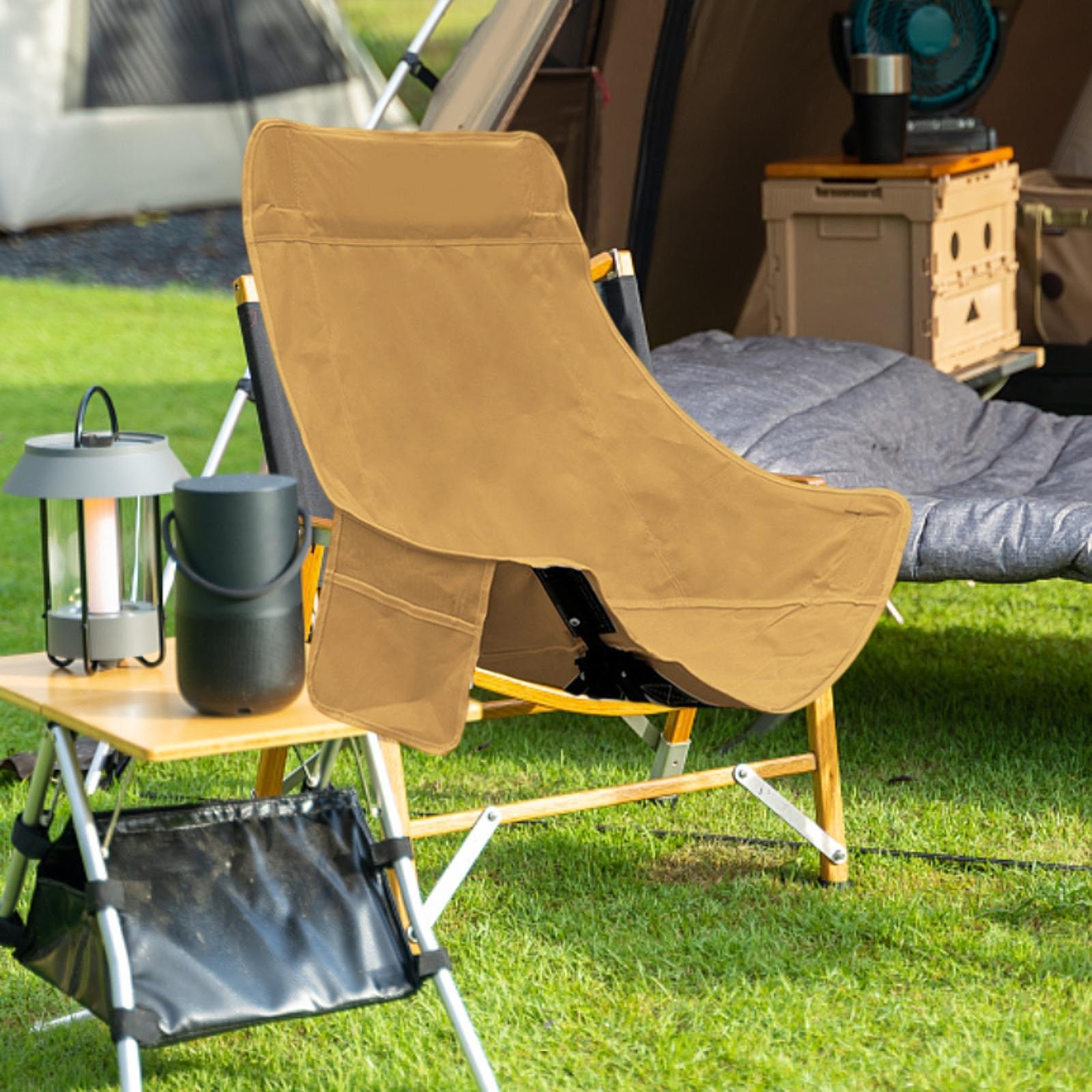 Folding Camping Chair Cover Portable Replacement for Backyard Picnic Fishing High Back Khaki