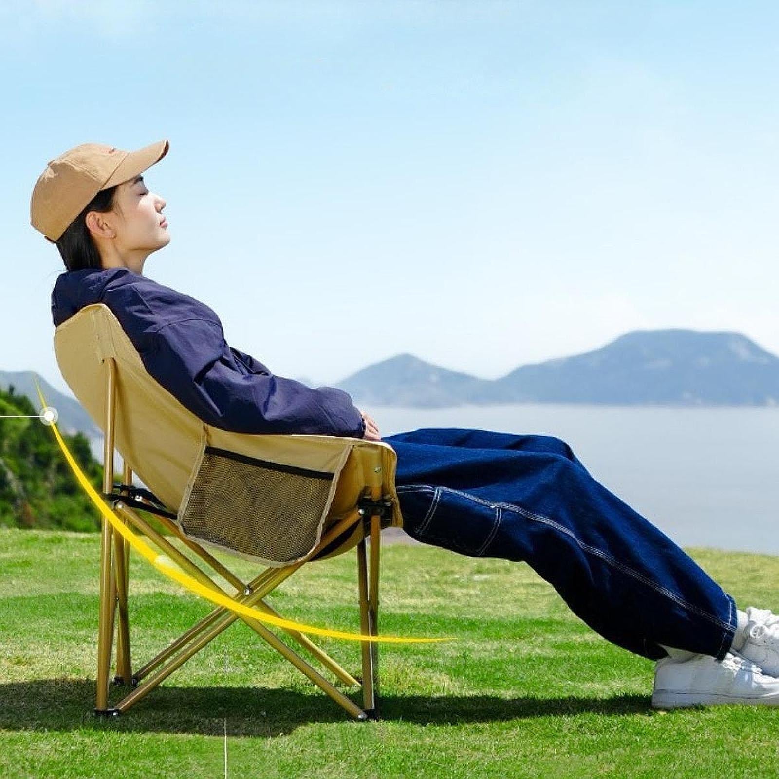 Folding Camping Chair Cover Portable Replacement for Backyard Picnic Fishing High Back Khaki