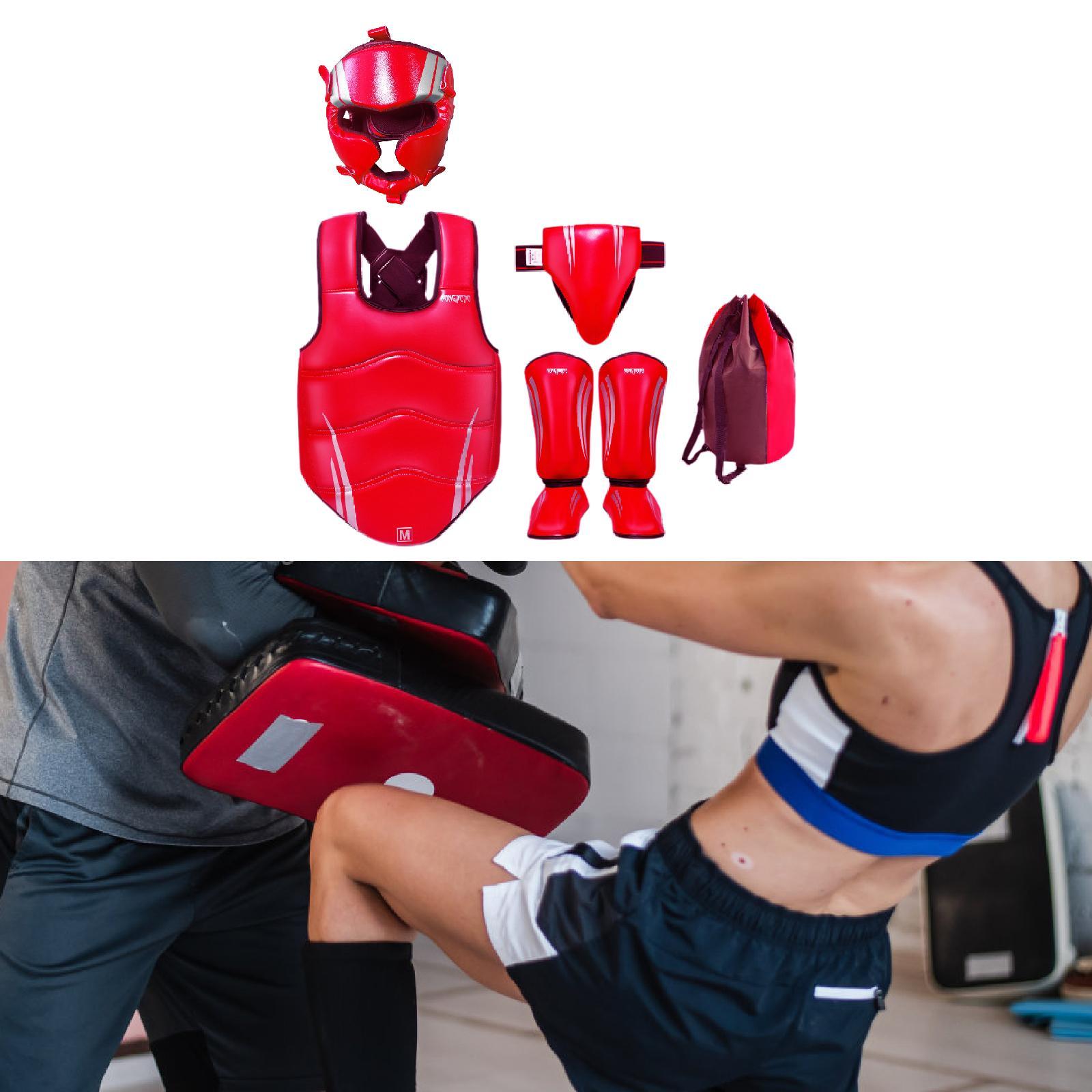 Taekwondo Sparring Gear Set Padded Karate Trainer for Sanda Workout Home Gym Red M