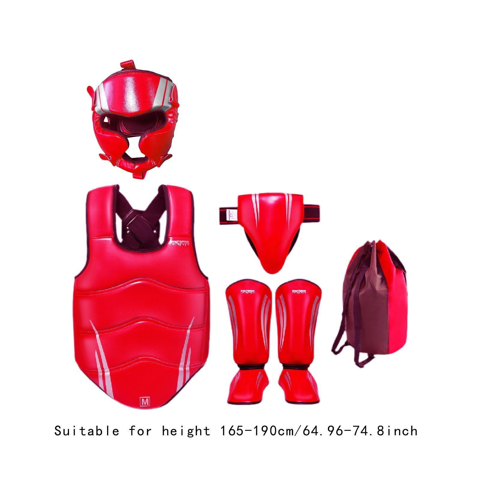 Taekwondo Sparring Gear Set Padded Karate Trainer for Sanda Workout Home Gym Red Size L