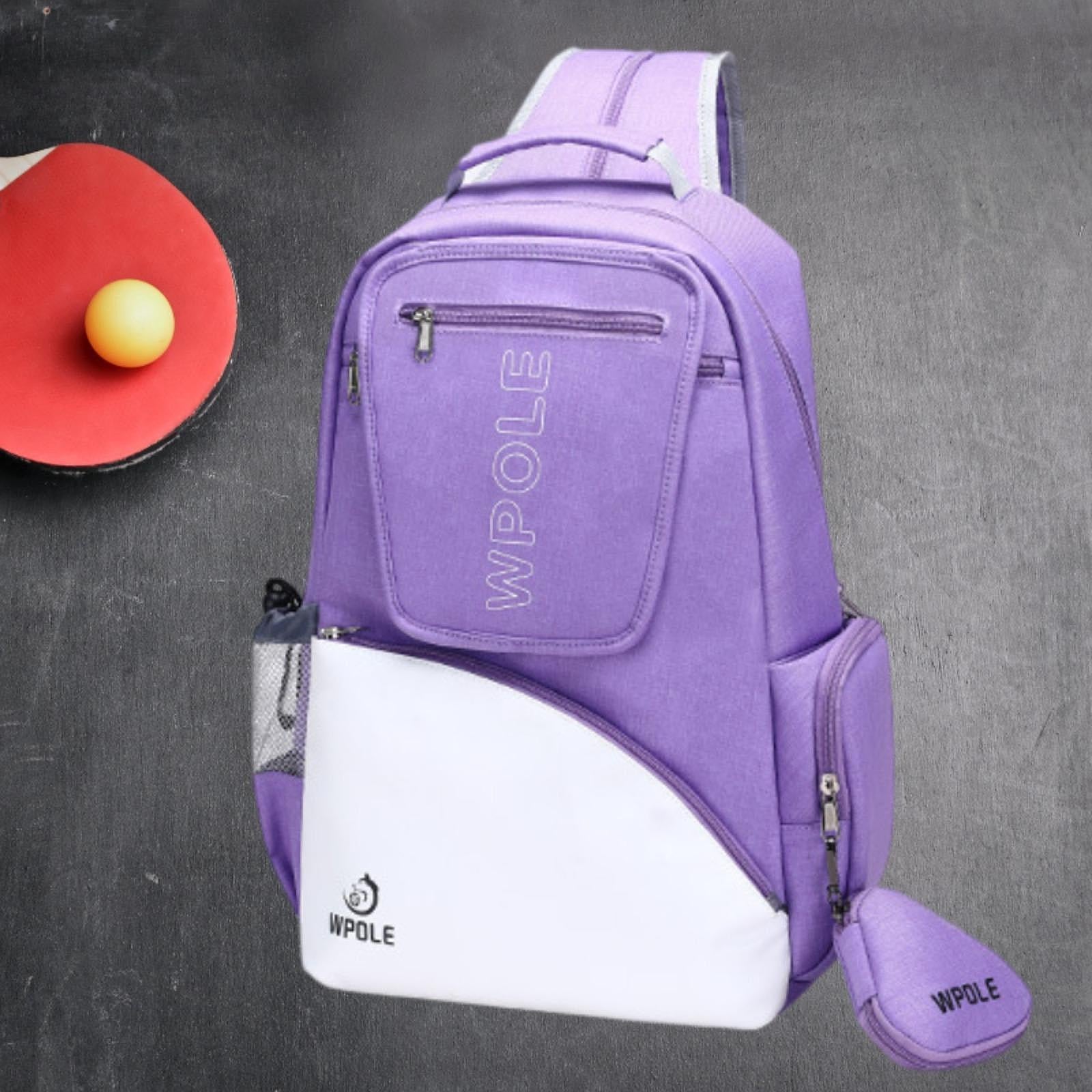 Table Tennis Racket Backpack Pingpong Paddle Carry Sleeve for Outdoor Travel Purple