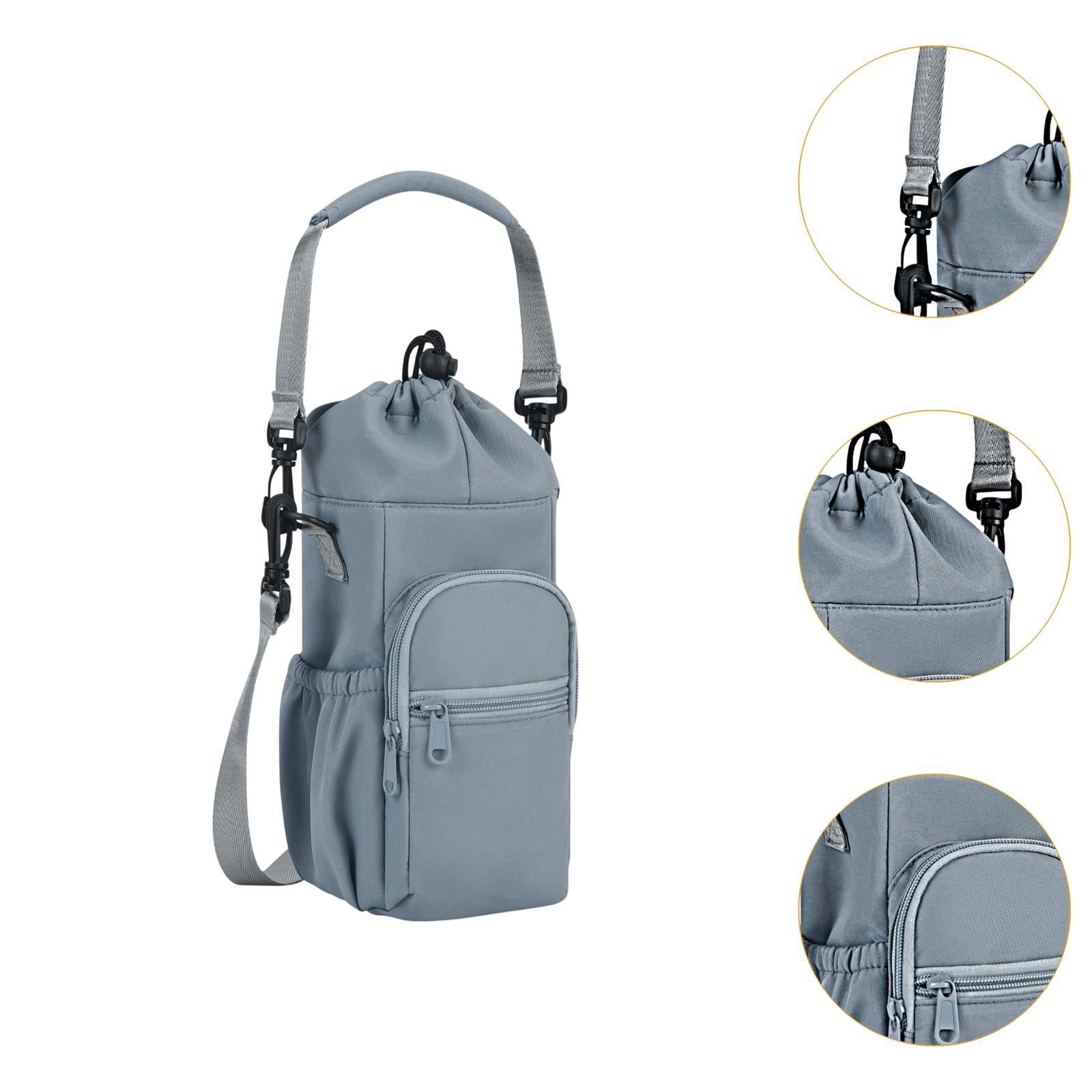 Water Bottle Carrier with Handle and Strap for Outdoor Sports Travel Cycling Blue