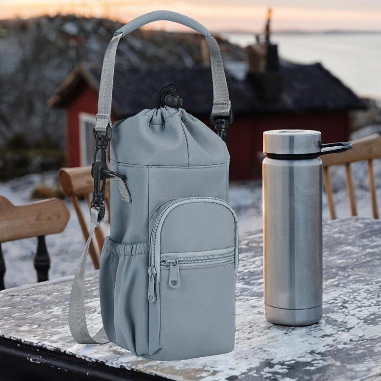 Water Bottle Carrier with Handle and Strap for Outdoor Sports Travel Cycling Blue