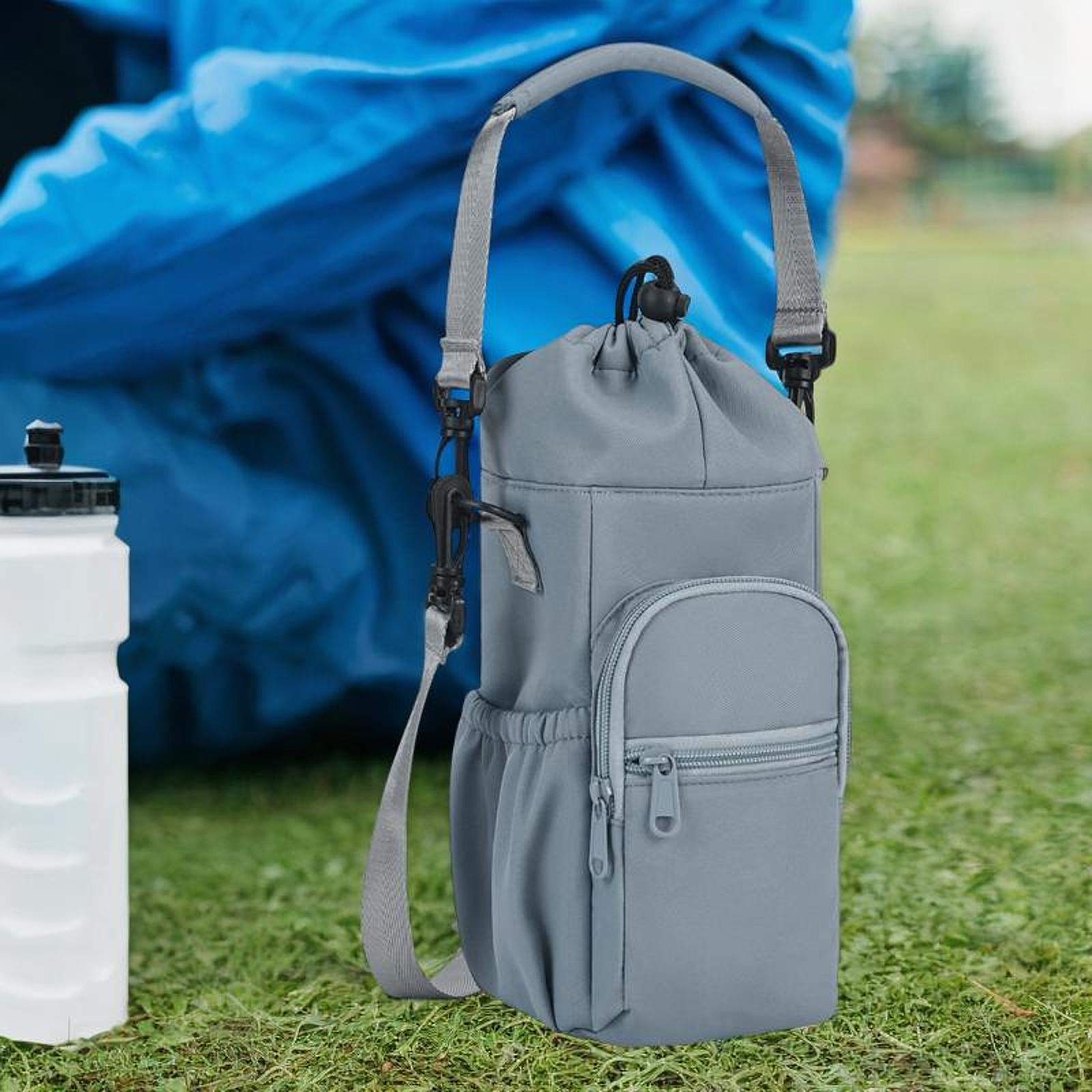 Water Bottle Carrier with Handle and Strap for Outdoor Sports Travel Cycling Blue