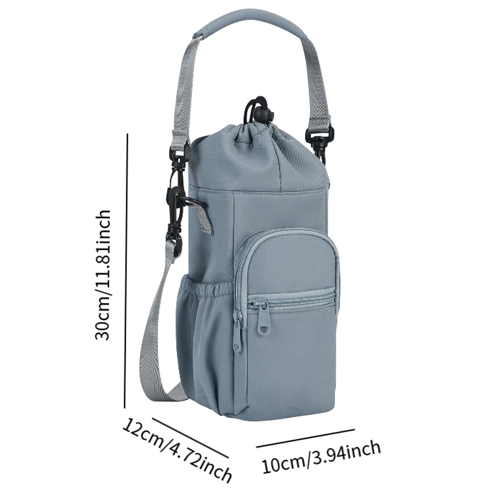 Water Bottle Carrier with Handle and Strap for Outdoor Sports Travel Cycling Blue