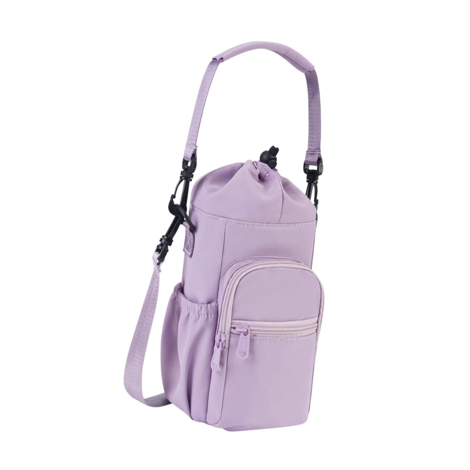 Water Bottle Carrier with Handle and Strap for Outdoor Sports Travel Cycling Purple