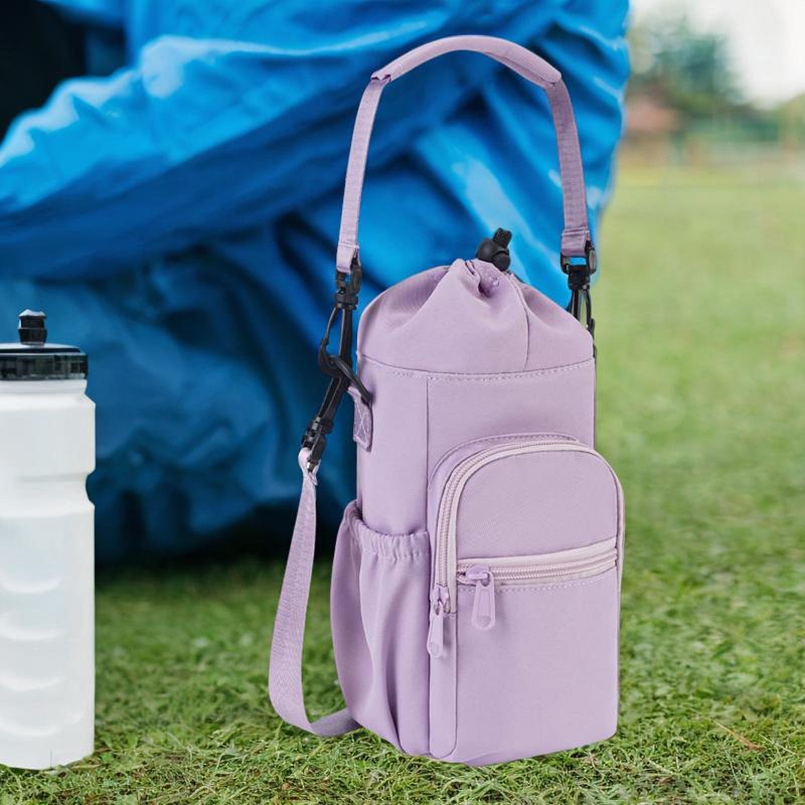 Water Bottle Carrier with Handle and Strap for Outdoor Sports Travel Cycling Purple