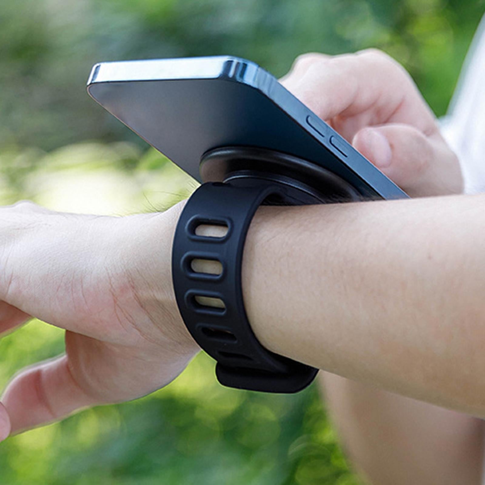 Wristband Phone Holder Sturdy Wrist Phone Carrier for Running Travel Cycling Black