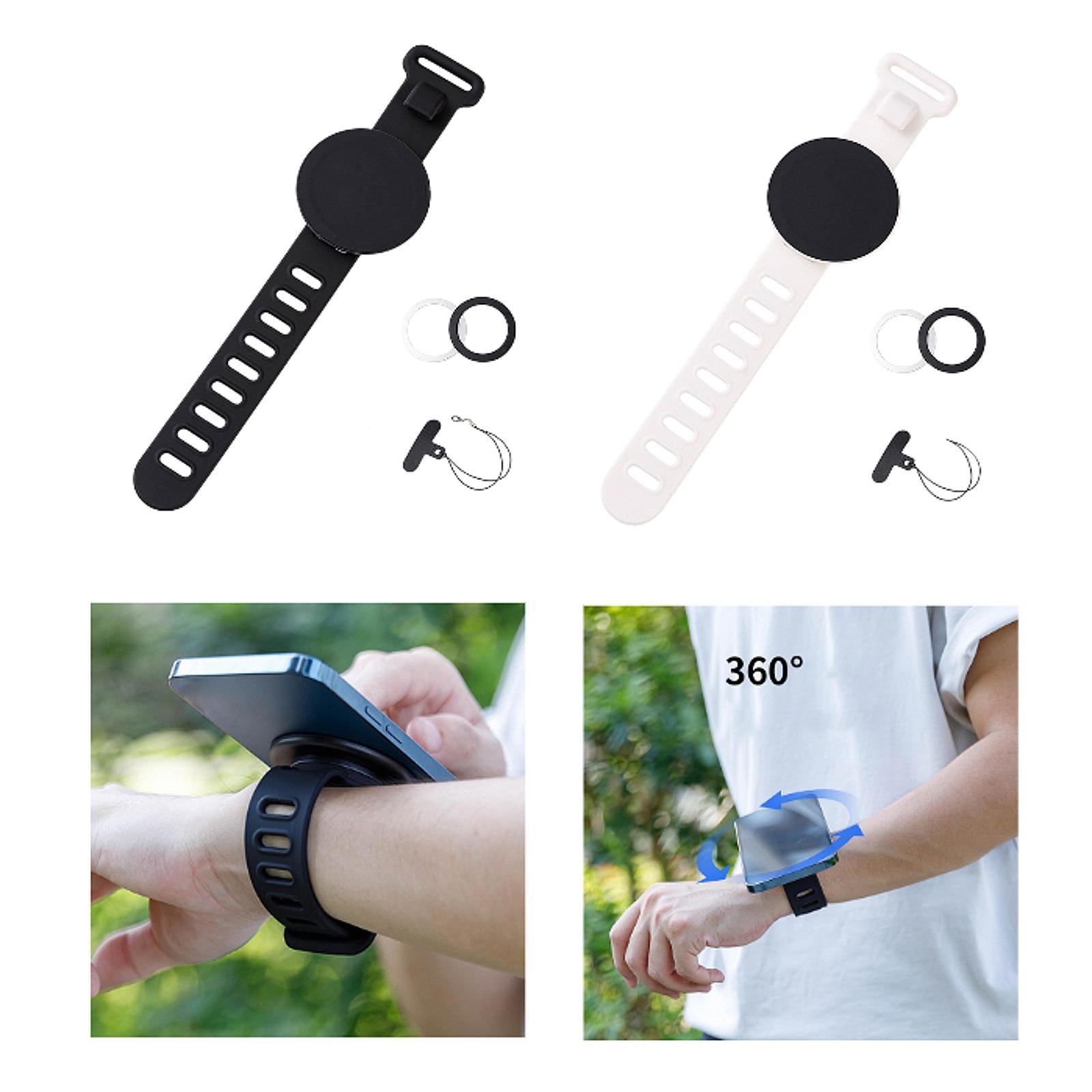 Wristband Phone Holder Sturdy Wrist Phone Carrier for Running Travel Cycling Black