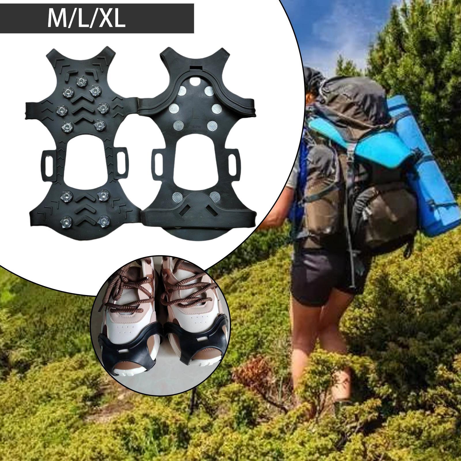2x Upgraded Crampons Anti Slip Ice Grips for Mountaineering Walking Climbing M