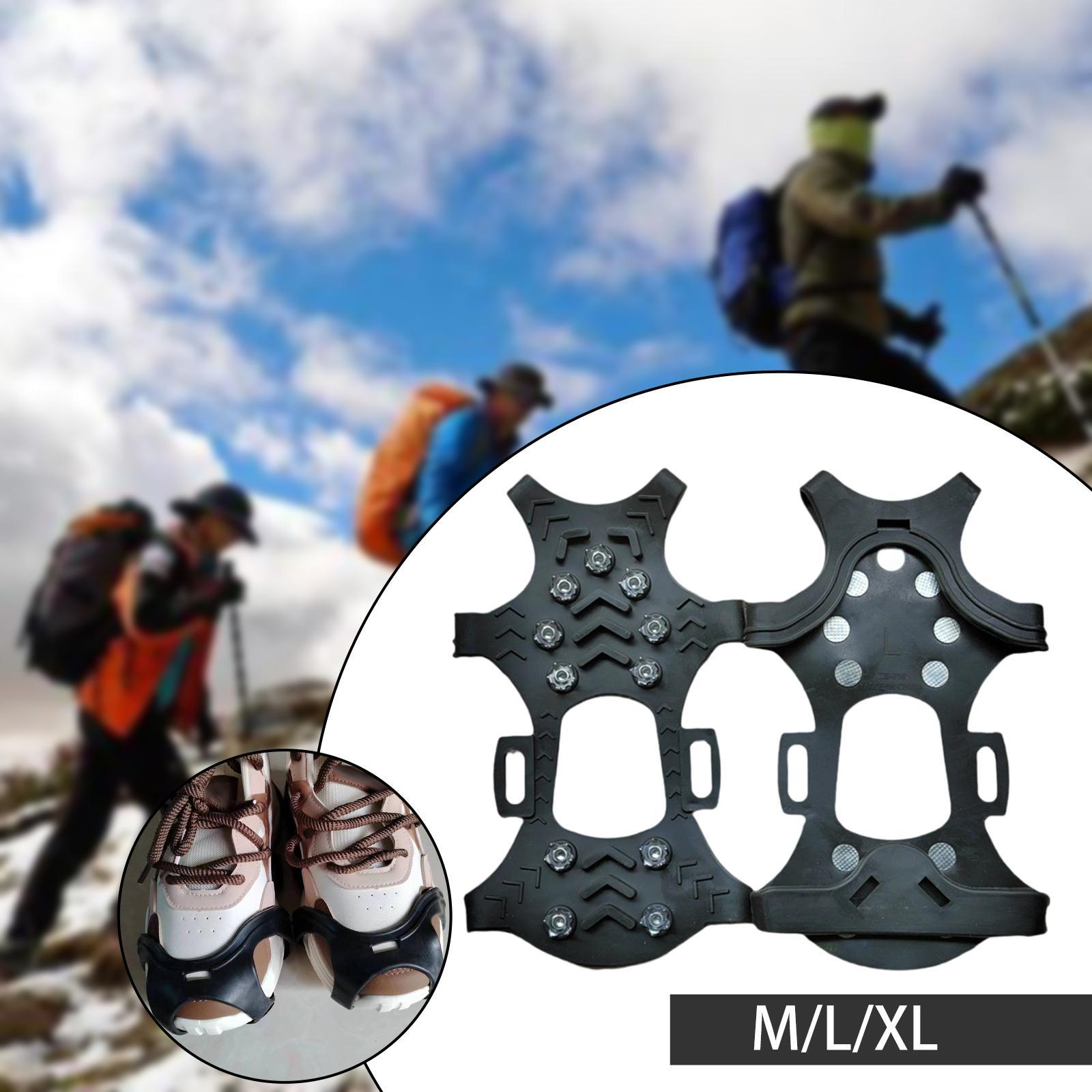 2x Upgraded Crampons Anti Slip Ice Grips for Mountaineering Walking Climbing M