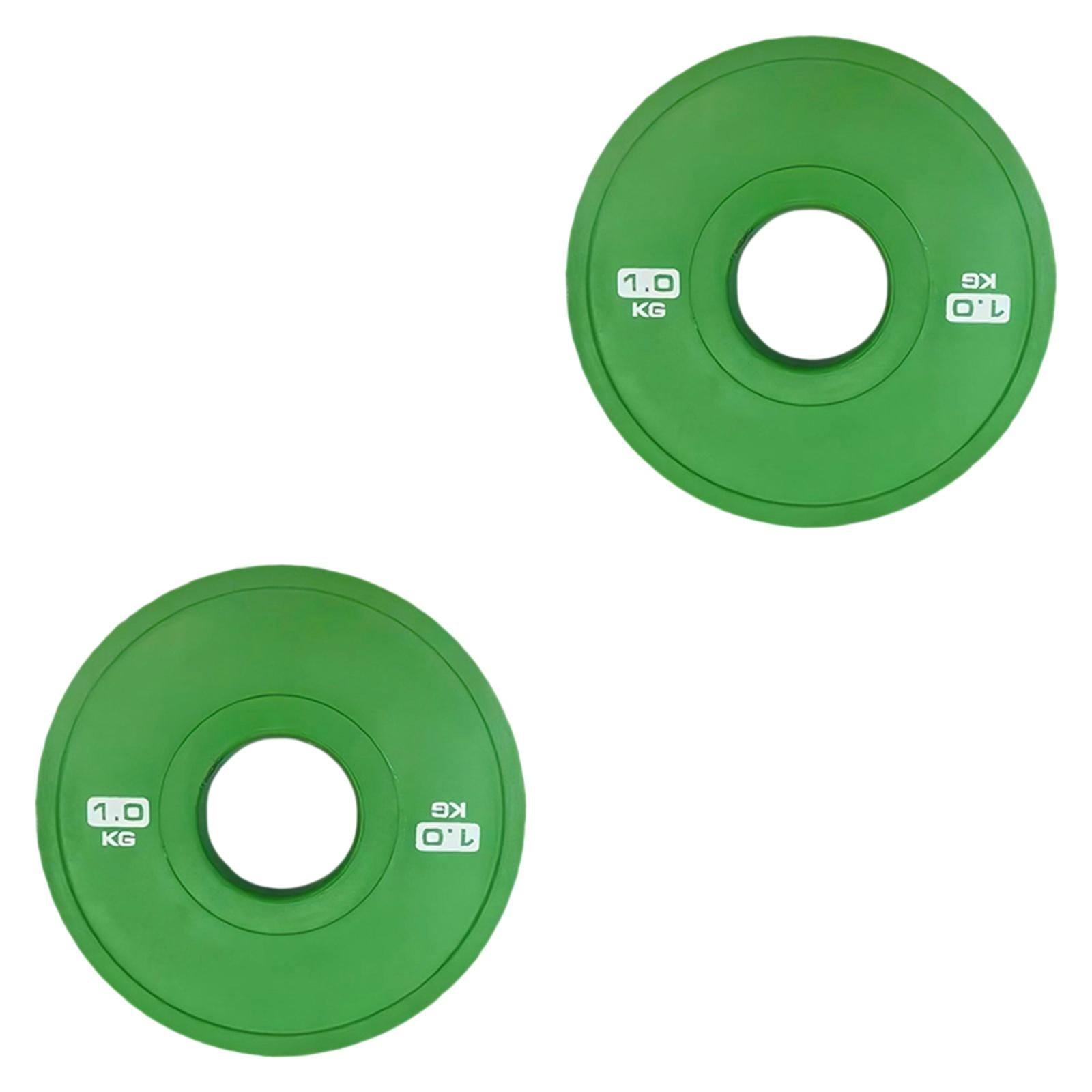 2x Accessories Weight Plates Fits 5cm Barbells for Home Gym Multifunctional 1kg Green