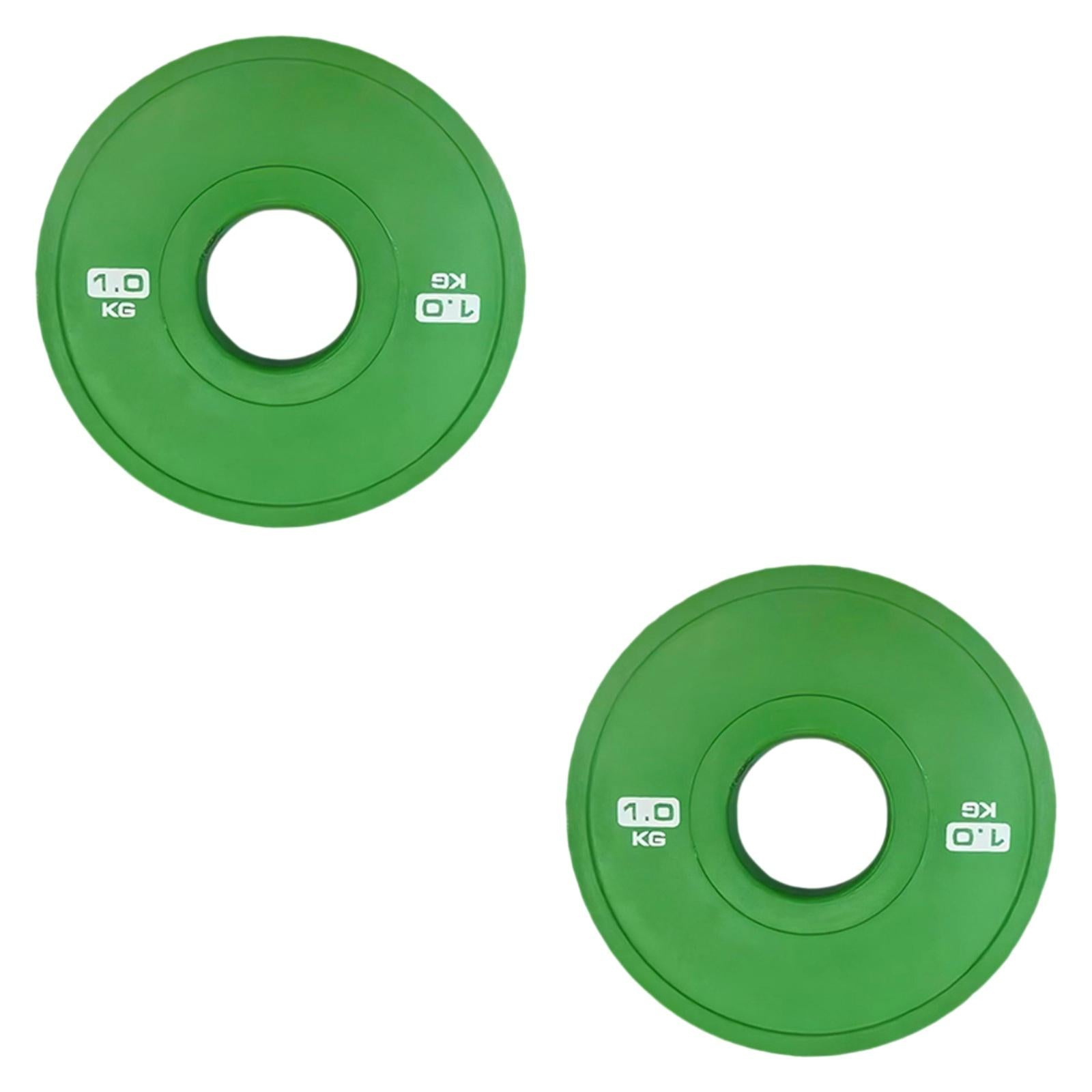 2x Accessories Weight Plates Fits 5cm Barbells for Home Gym Multifunctional 1kg Green