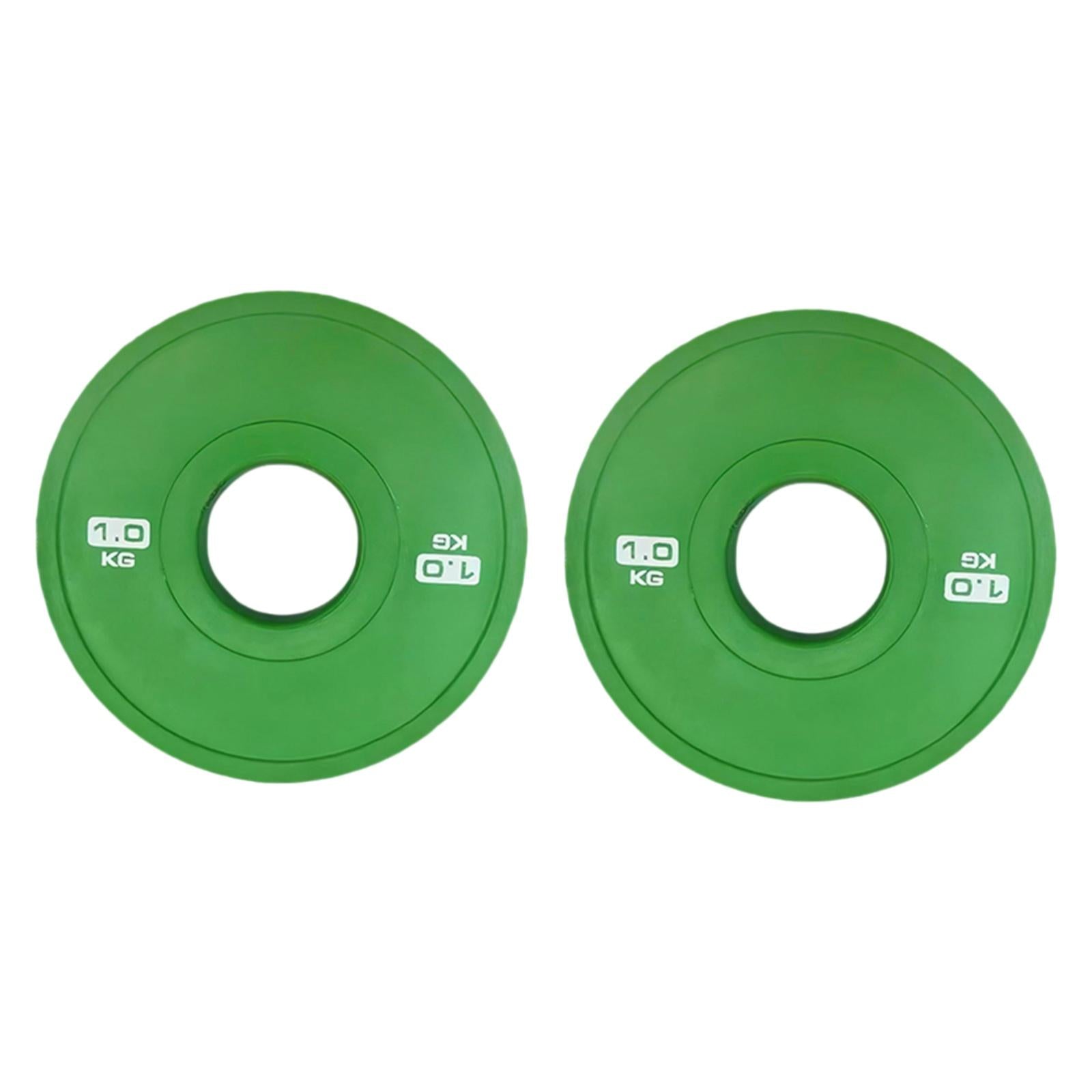 2x Accessories Weight Plates Fits 5cm Barbells for Home Gym Multifunctional 1kg Green