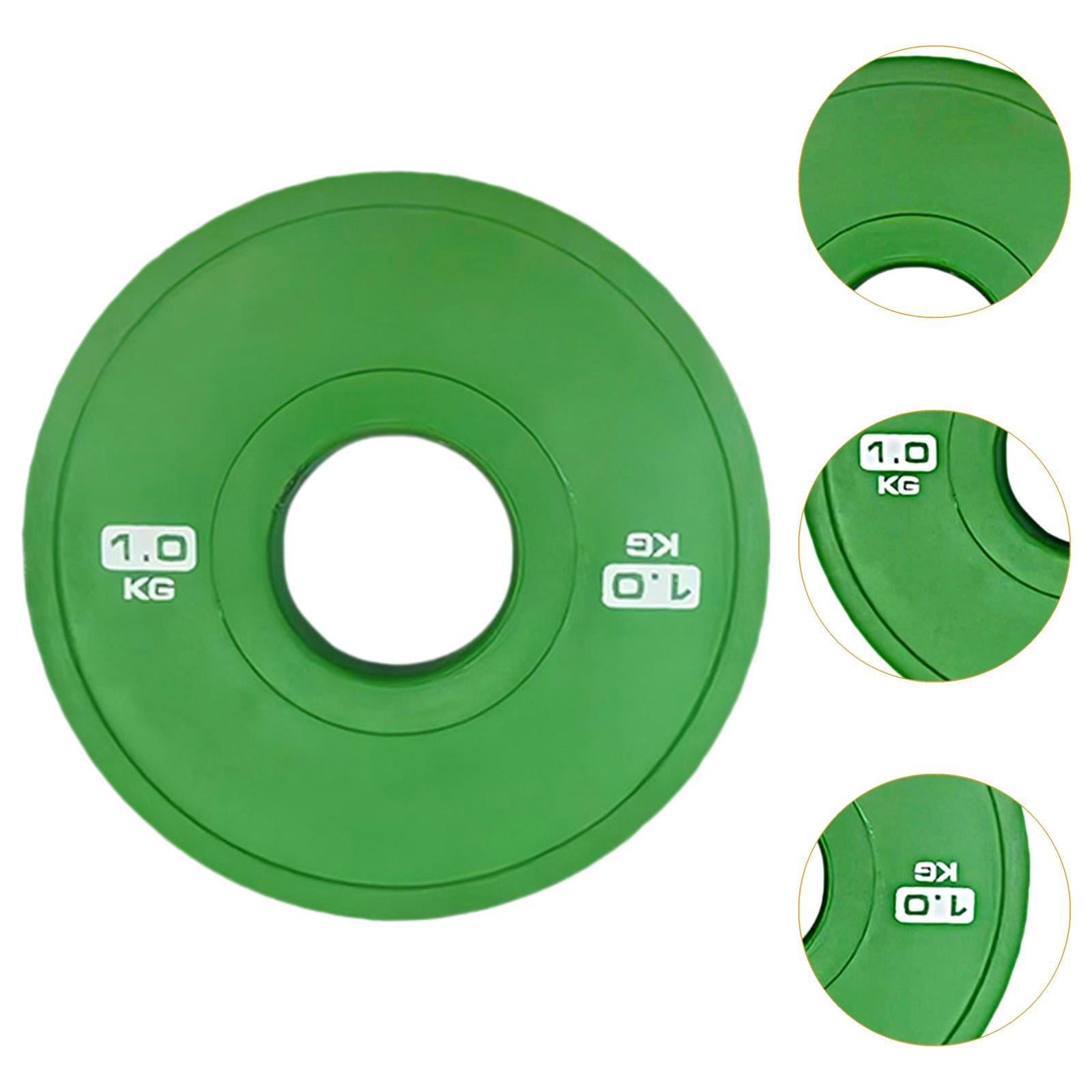 2x Accessories Weight Plates Fits 5cm Barbells for Home Gym Multifunctional 1kg Green