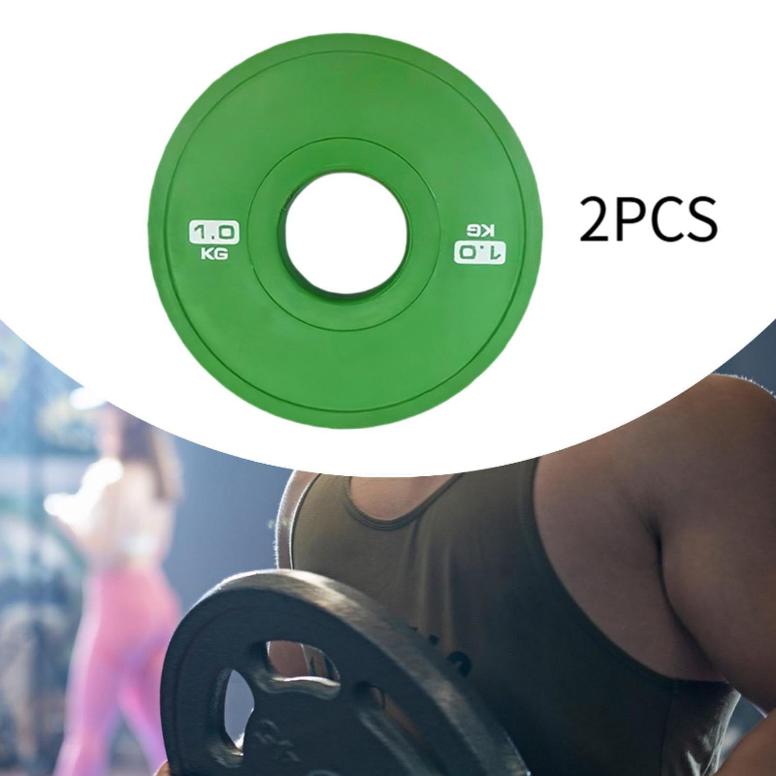 2x Accessories Weight Plates Fits 5cm Barbells for Home Gym Multifunctional 1kg Green