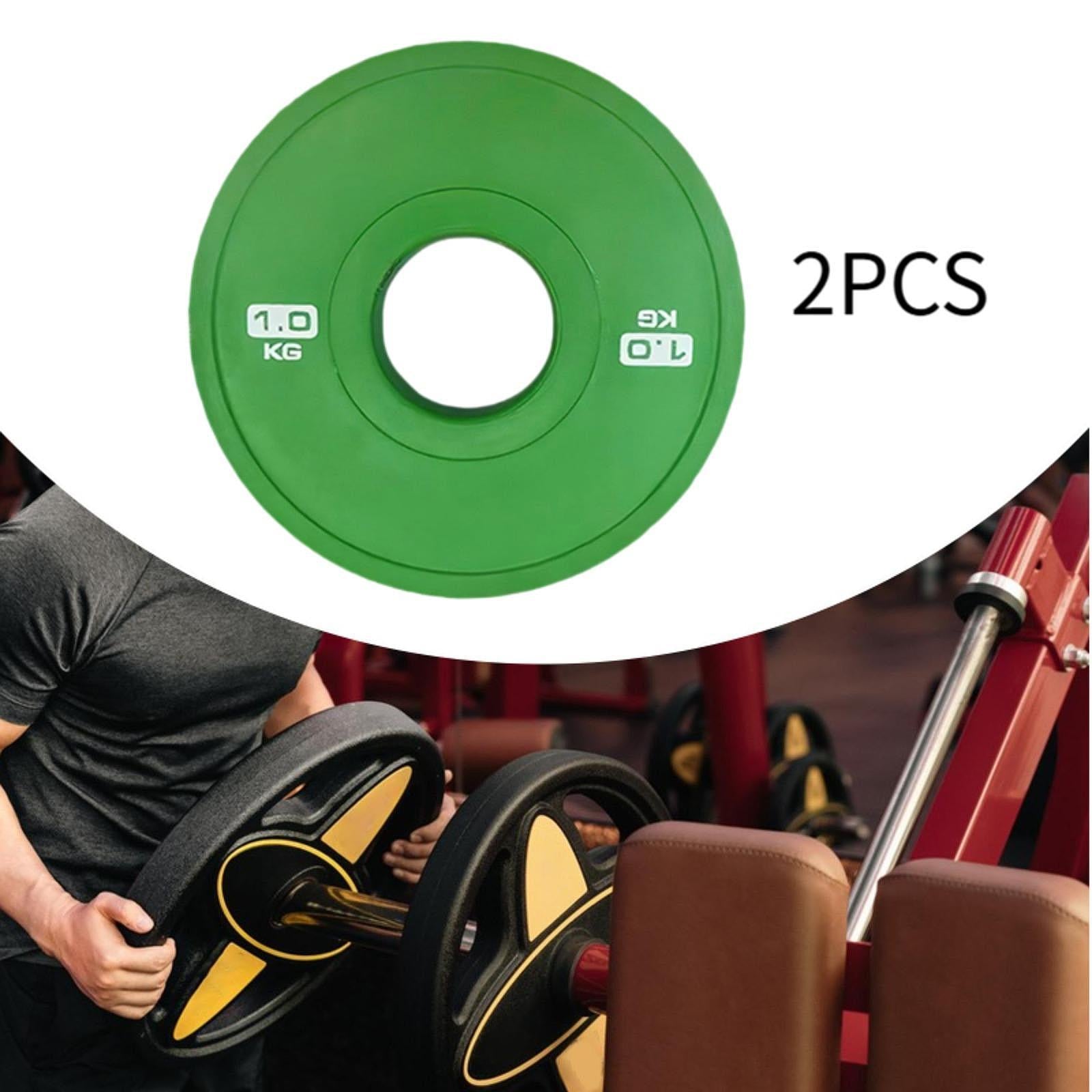 2x Accessories Weight Plates Fits 5cm Barbells for Home Gym Multifunctional 1kg Green