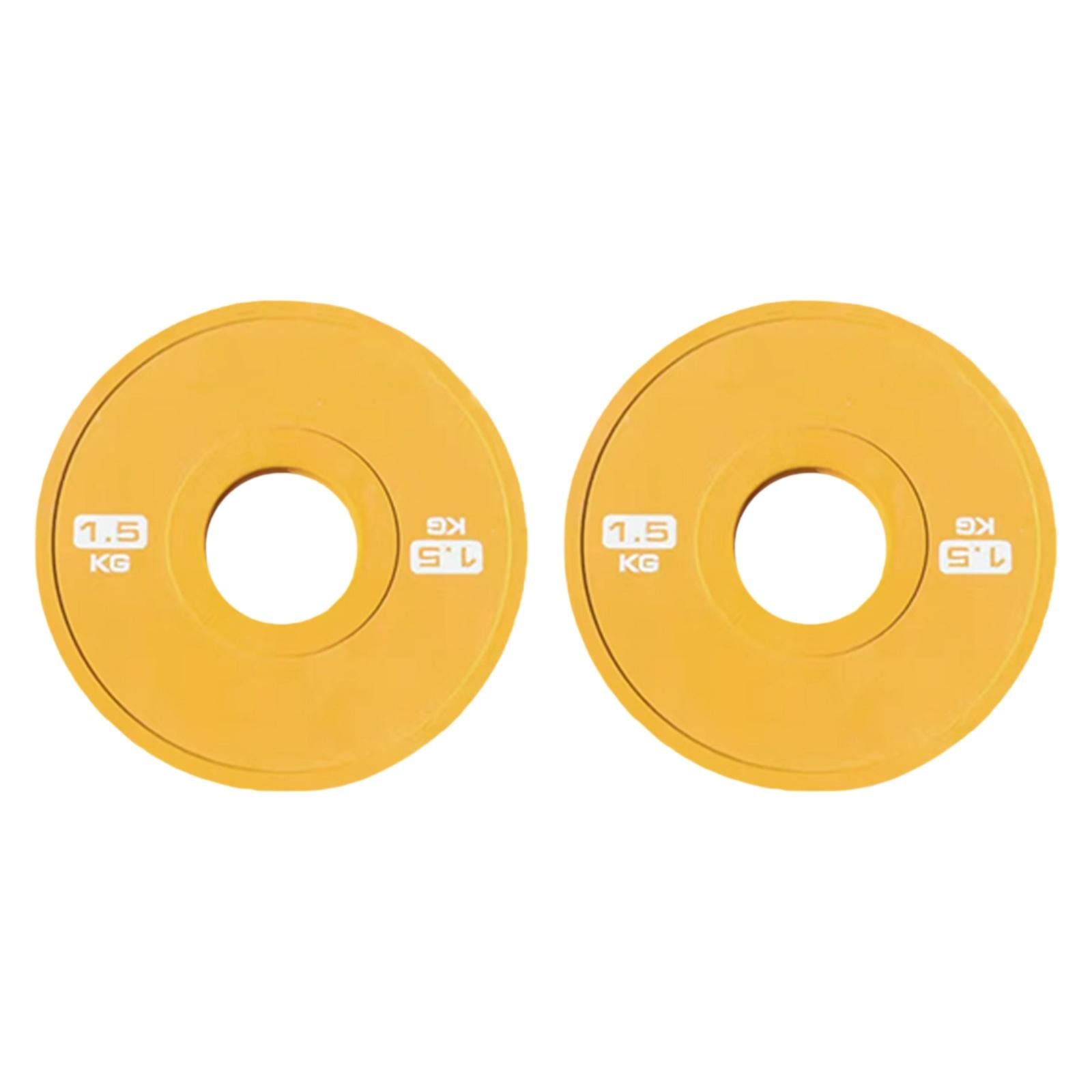 2x Accessories Weight Plates Fits 5cm Barbells for Home Gym Multifunctional 1.5kg Yellow