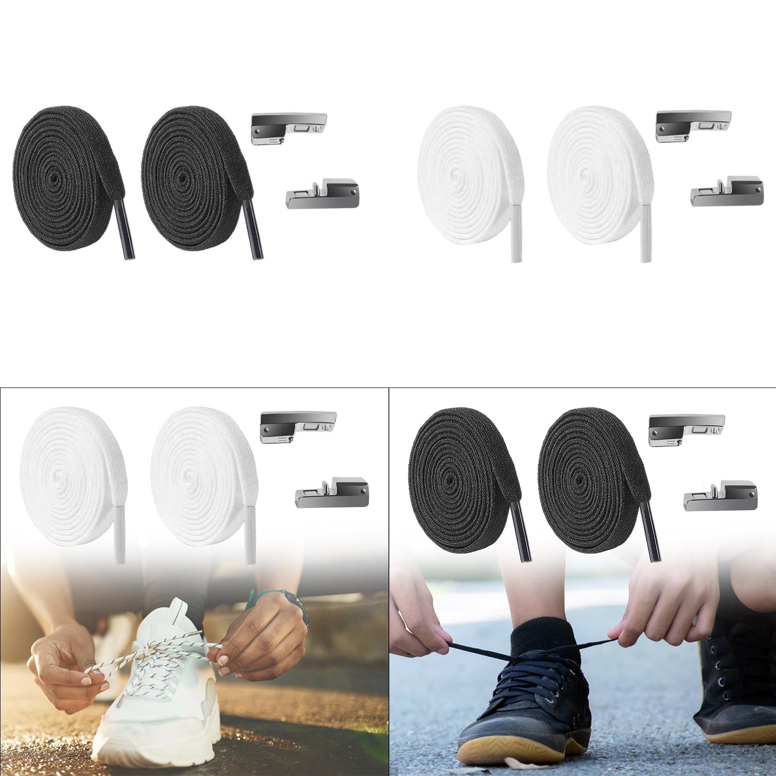 Elastic No Tie Shoelaces Replacement Accessories Sneakers Running Shoe Laces Black