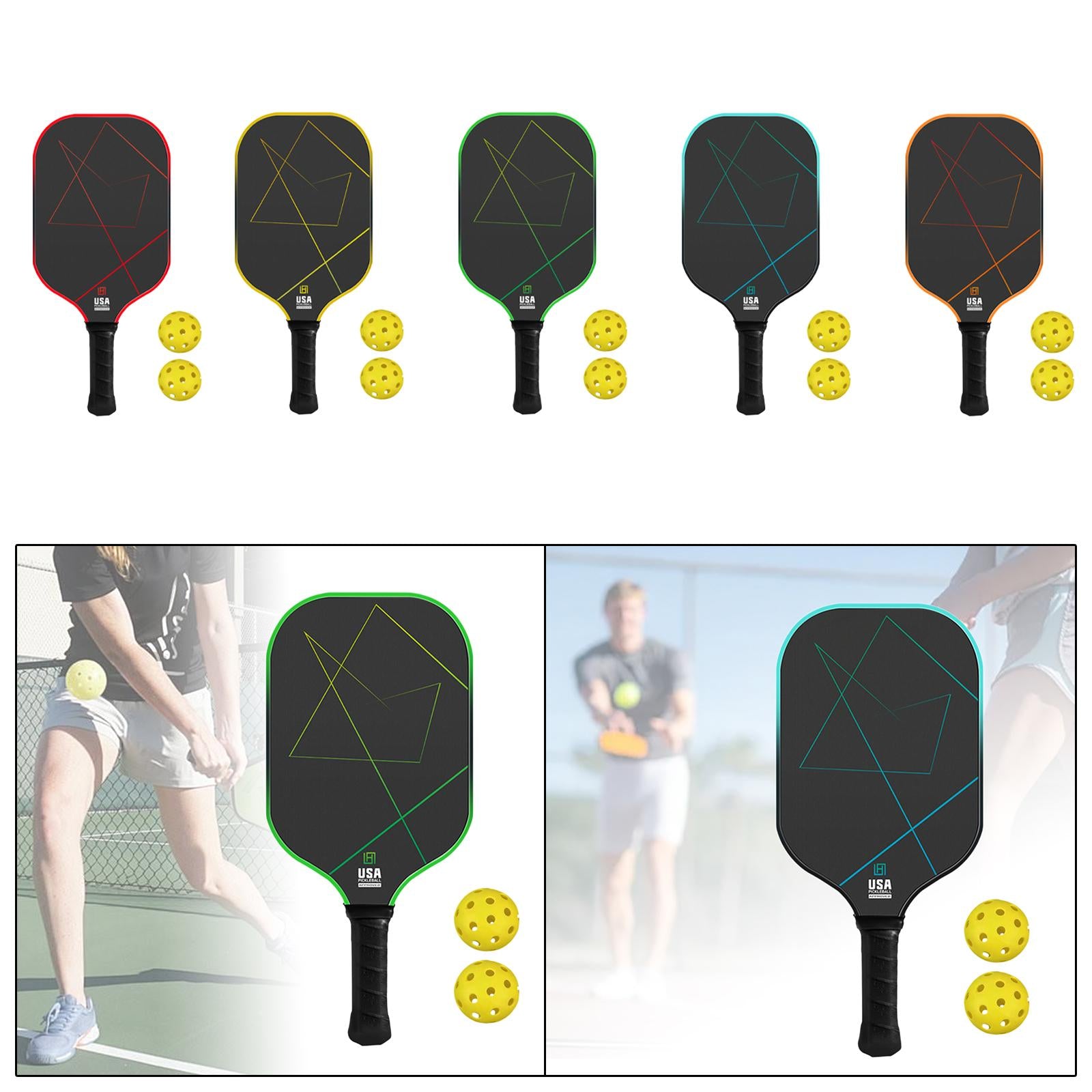Pickleball Paddle Portable with 2 Pickle Balls for Practice Beginners Indoor Red
