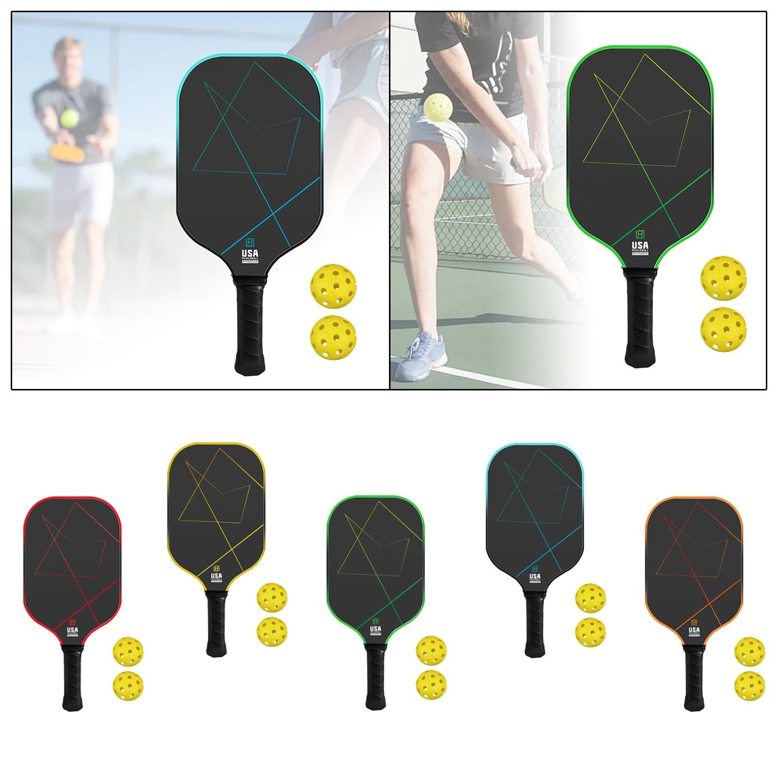Pickleball Paddle Portable with 2 Pickle Balls for Practice Beginners Indoor Red