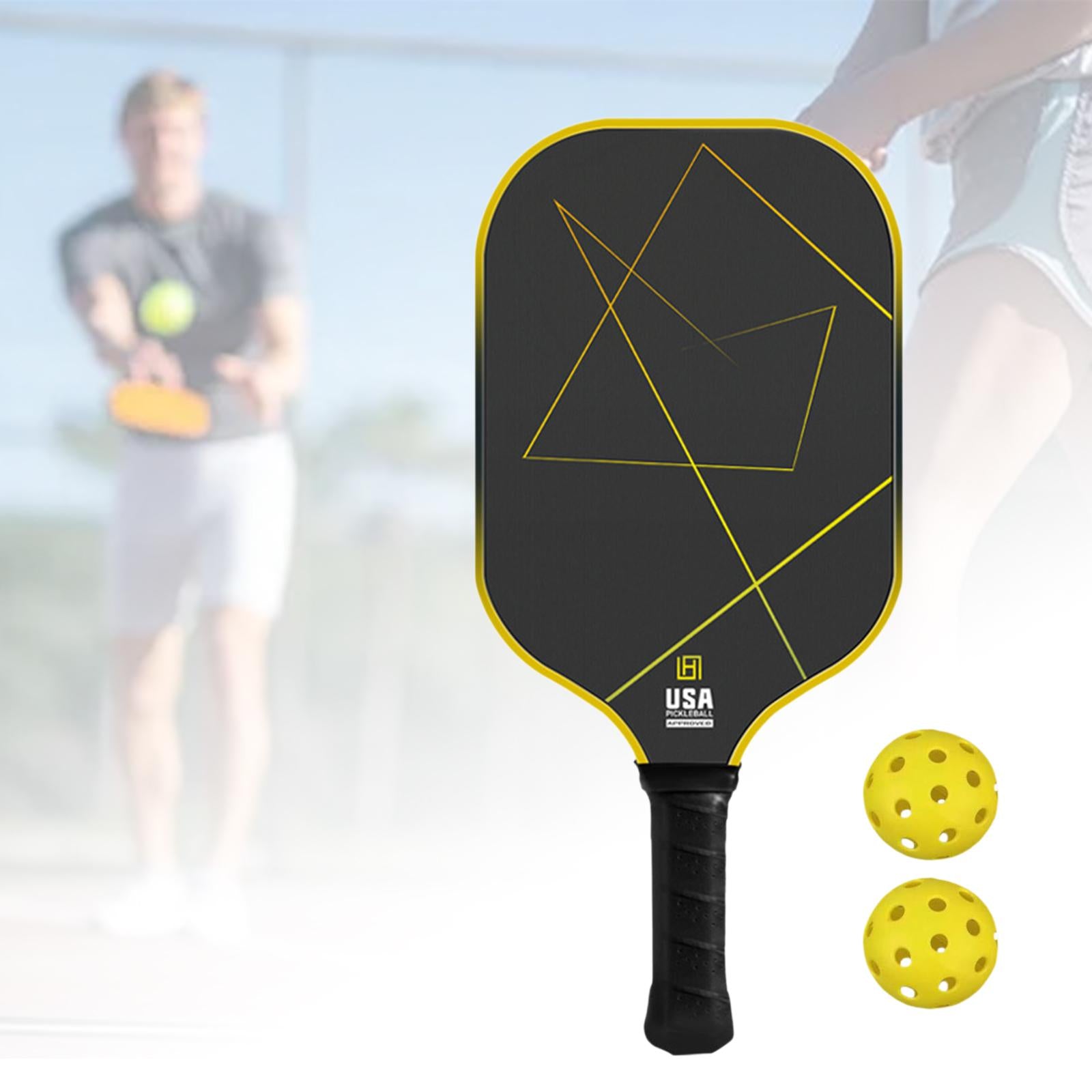 Pickleball Paddle Portable with 2 Pickle Balls for Practice Beginners Indoor Yellow