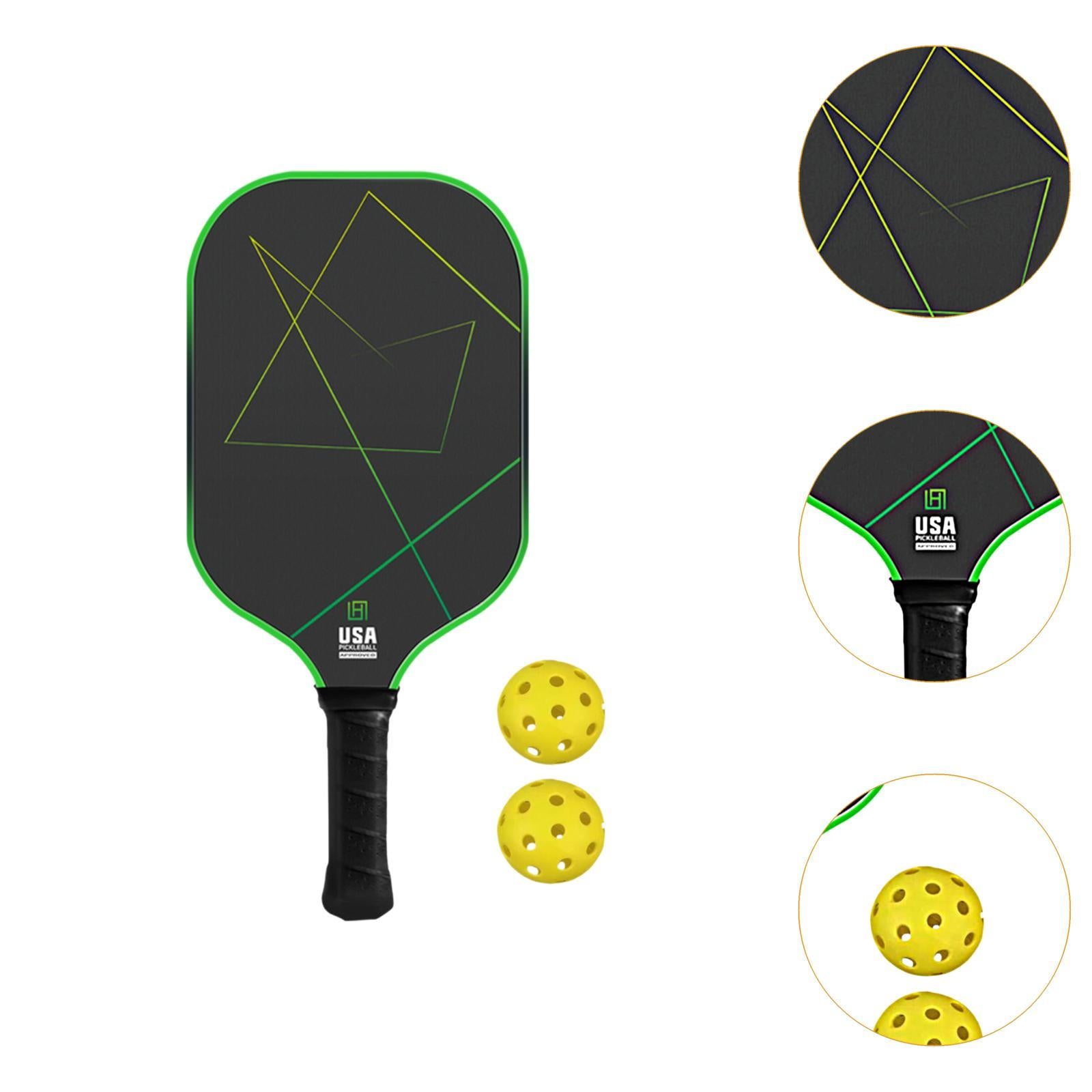 Pickleball Paddle Portable with 2 Pickle Balls for Practice Beginners Indoor Green