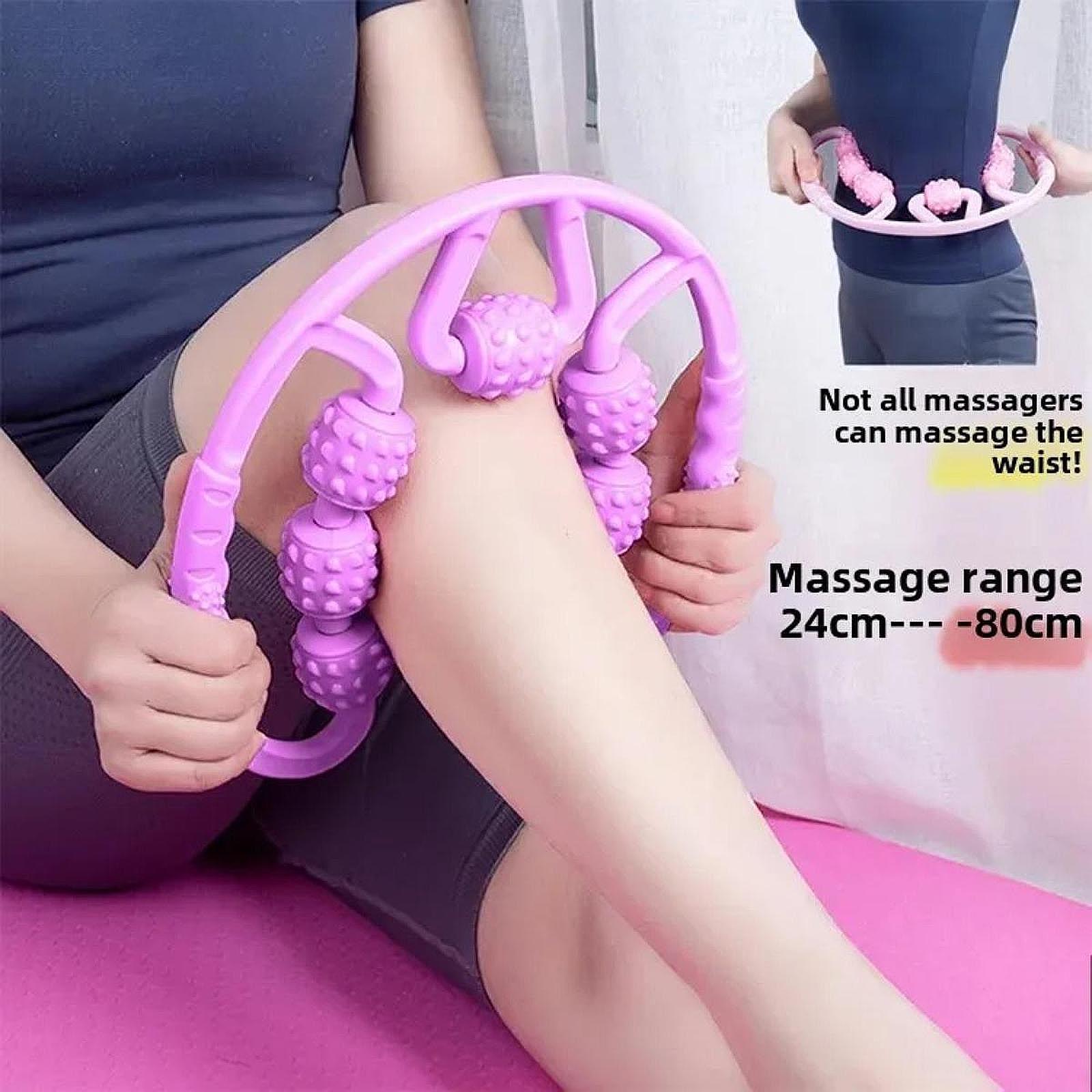 Muscle Roller for Legs 7 Wheels Full Body Massage Tool for Golfer Elbow Yoga Purple