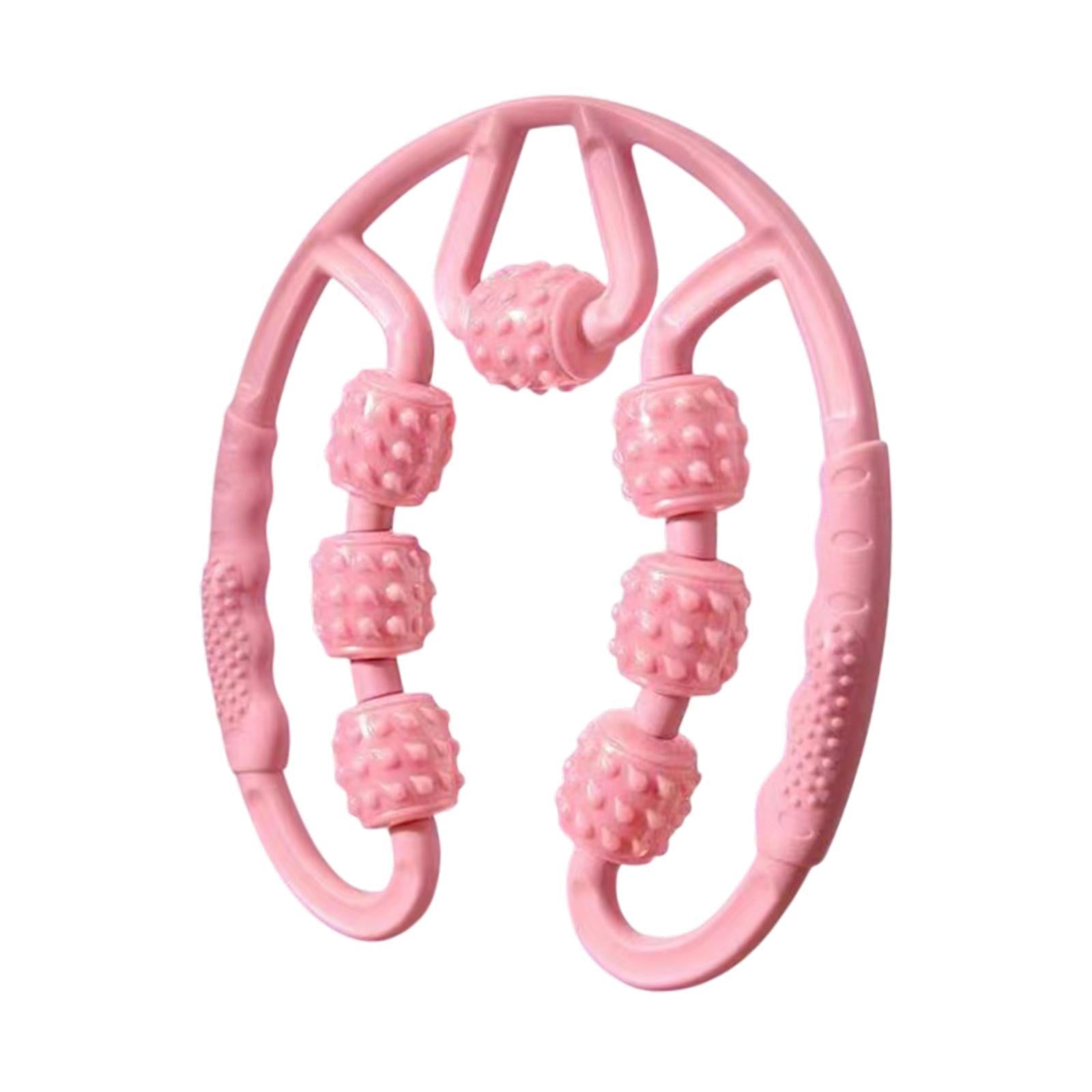 Muscle Roller for Legs 7 Wheels Full Body Massage Tool for Golfer Elbow Yoga Pink
