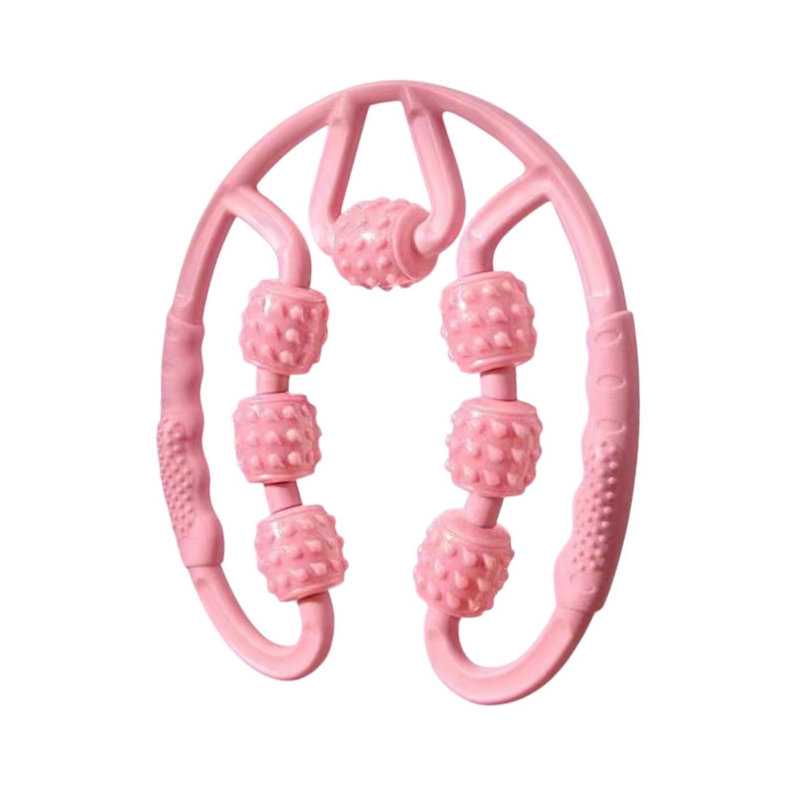 Muscle Roller for Legs 7 Wheels Full Body Massage Tool for Golfer Elbow Yoga Pink