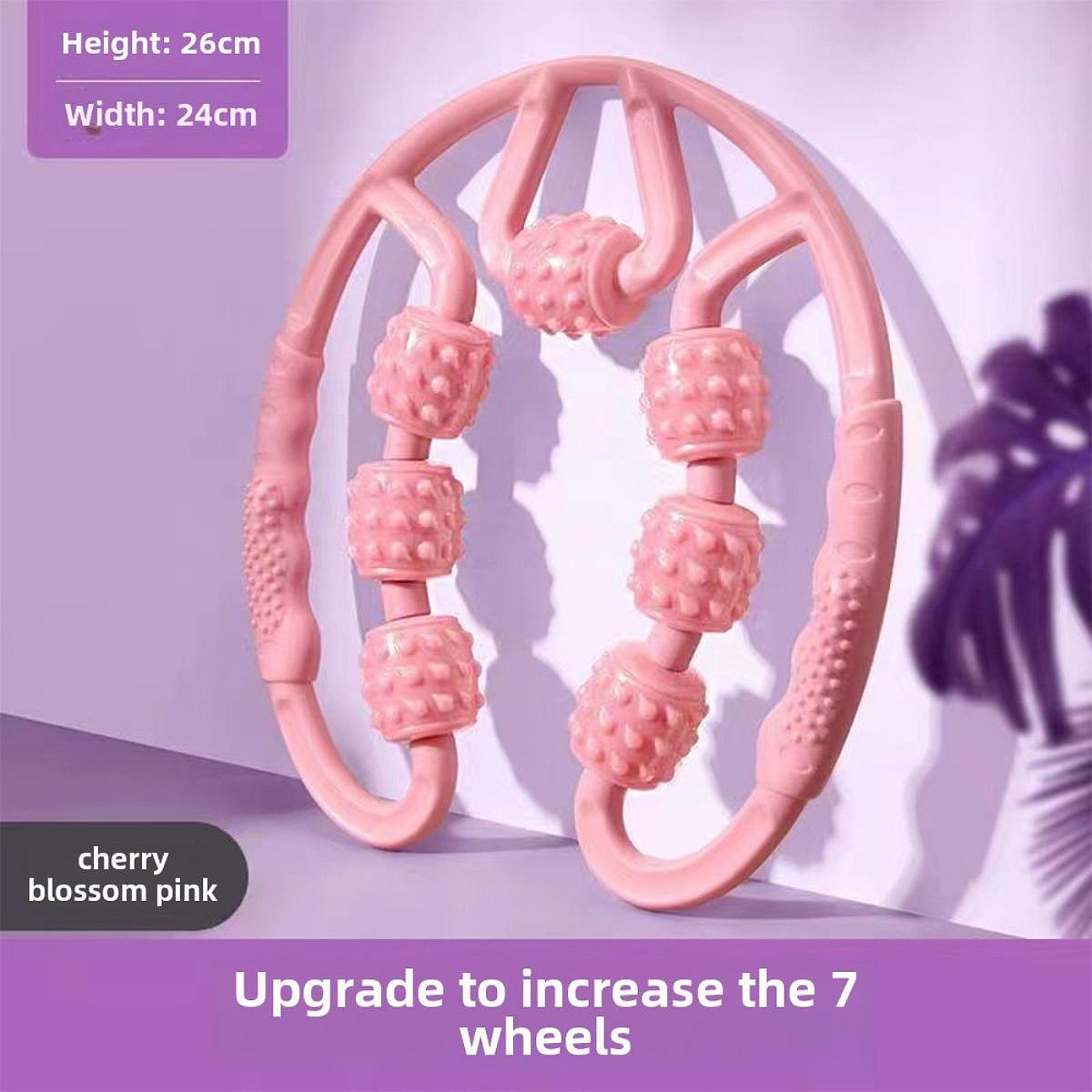 Muscle Roller for Legs 7 Wheels Full Body Massage Tool for Golfer Elbow Yoga Pink