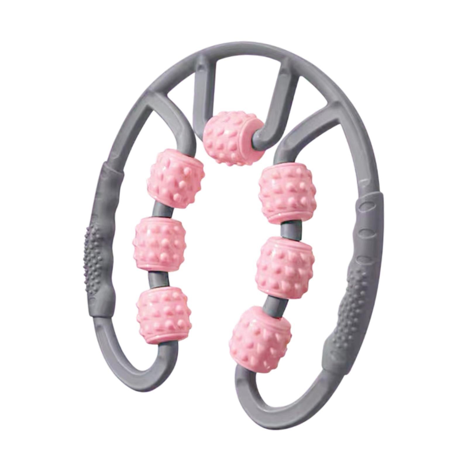 Muscle Roller for Legs 7 Wheels Full Body Massage Tool for Golfer Elbow Yoga Gray and Pink