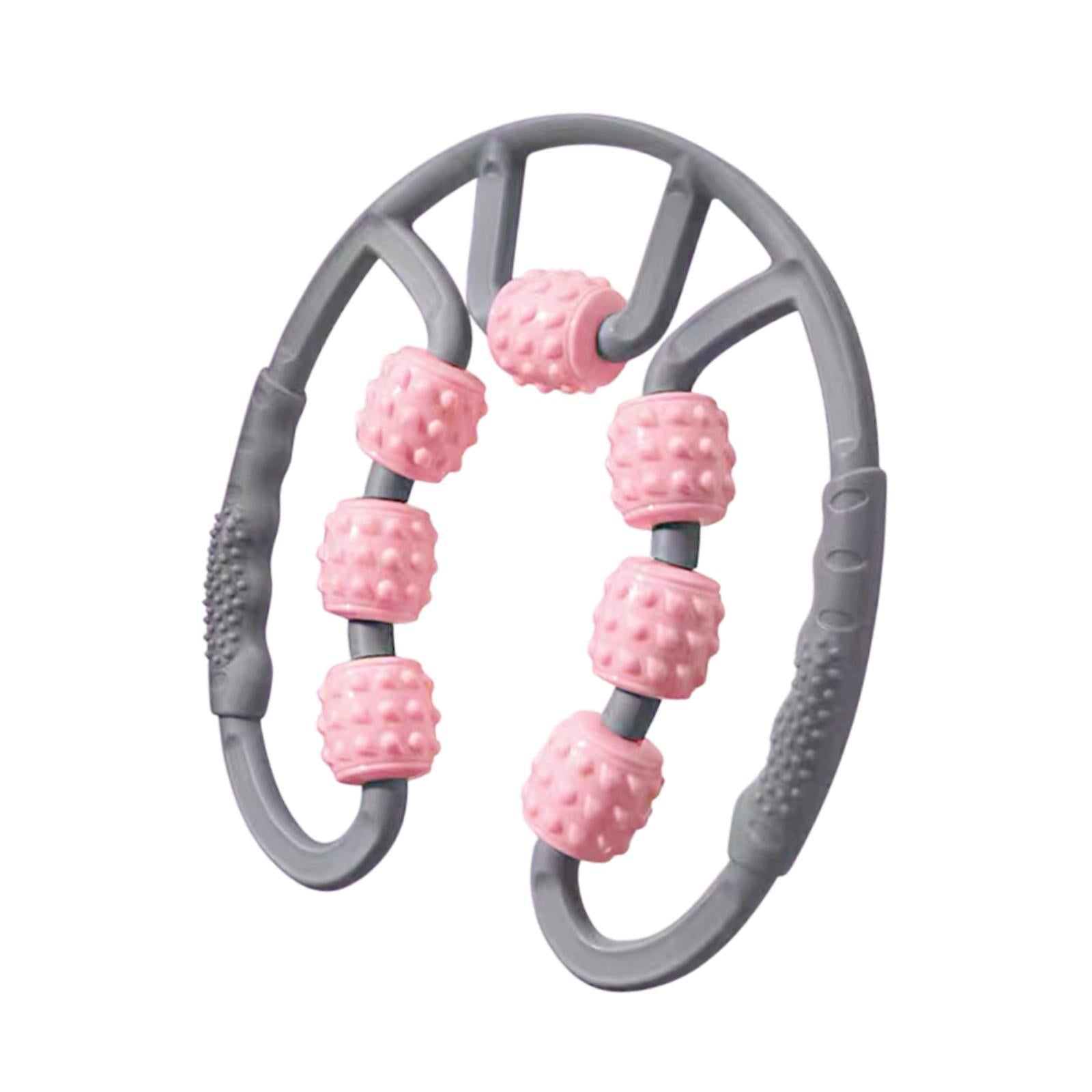 Muscle Roller for Legs 7 Wheels Full Body Massage Tool for Golfer Elbow Yoga Gray and Pink