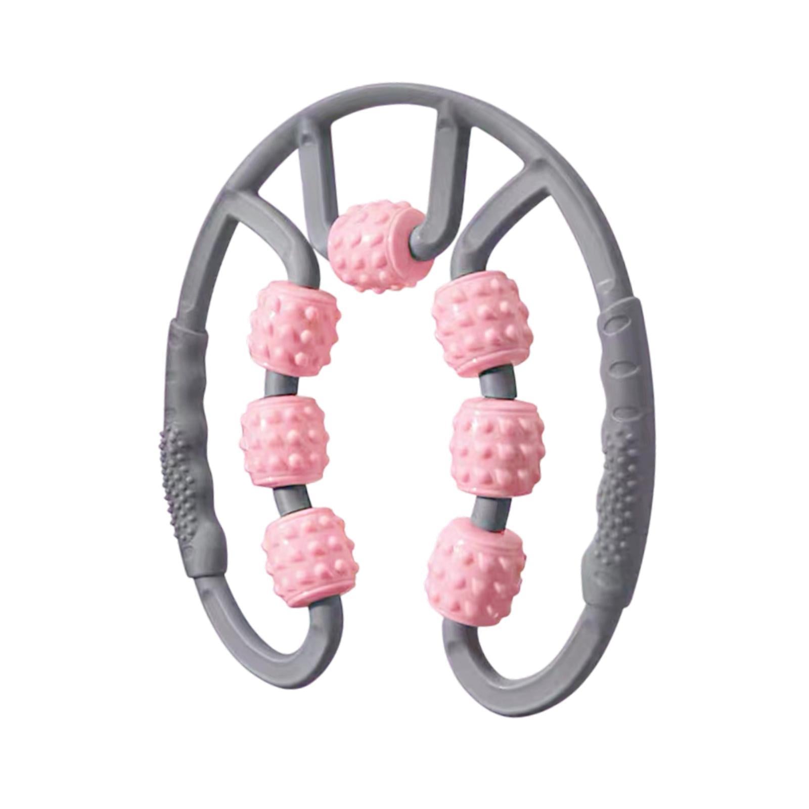 Muscle Roller for Legs 7 Wheels Full Body Massage Tool for Golfer Elbow Yoga Gray and Pink