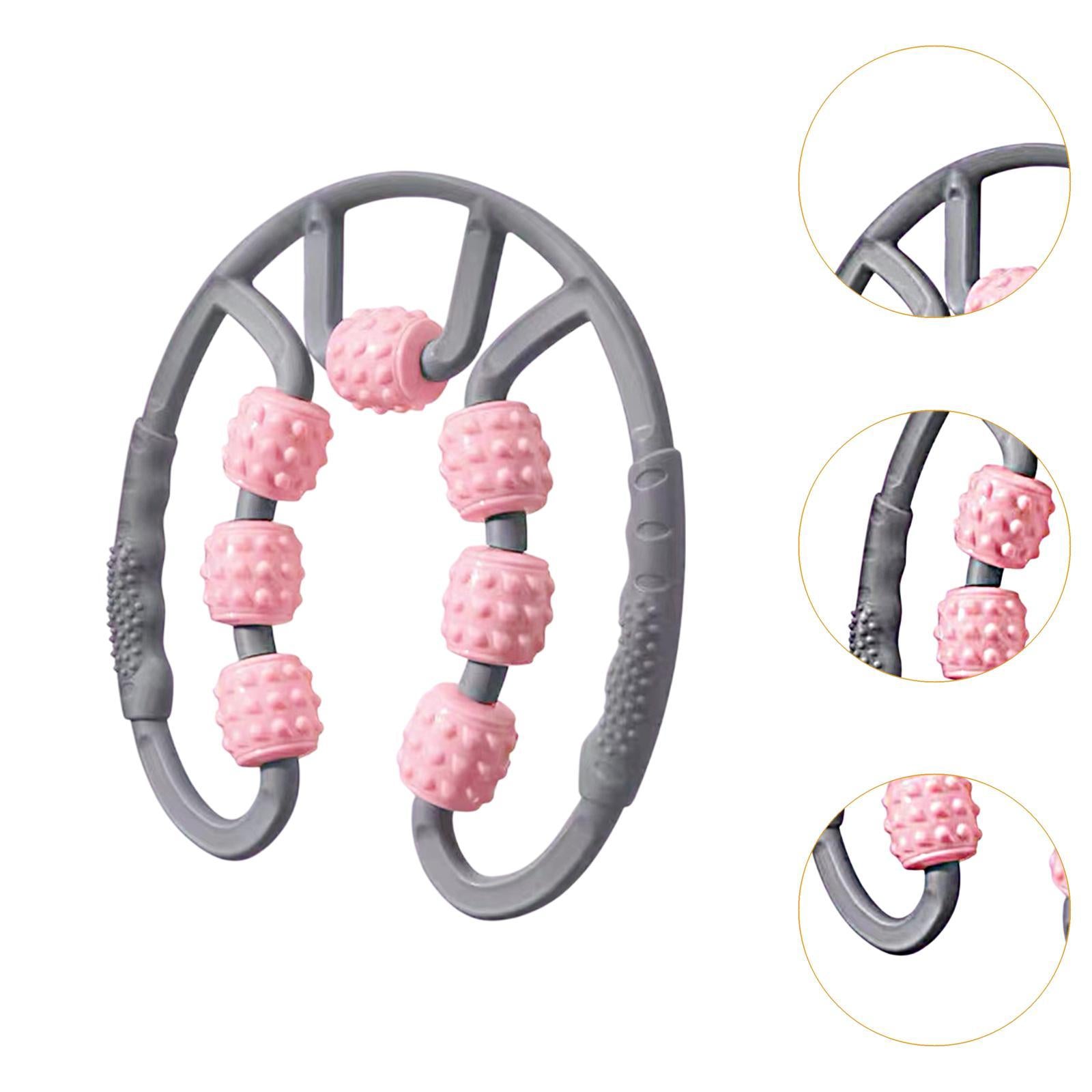 Muscle Roller for Legs 7 Wheels Full Body Massage Tool for Golfer Elbow Yoga Gray and Pink