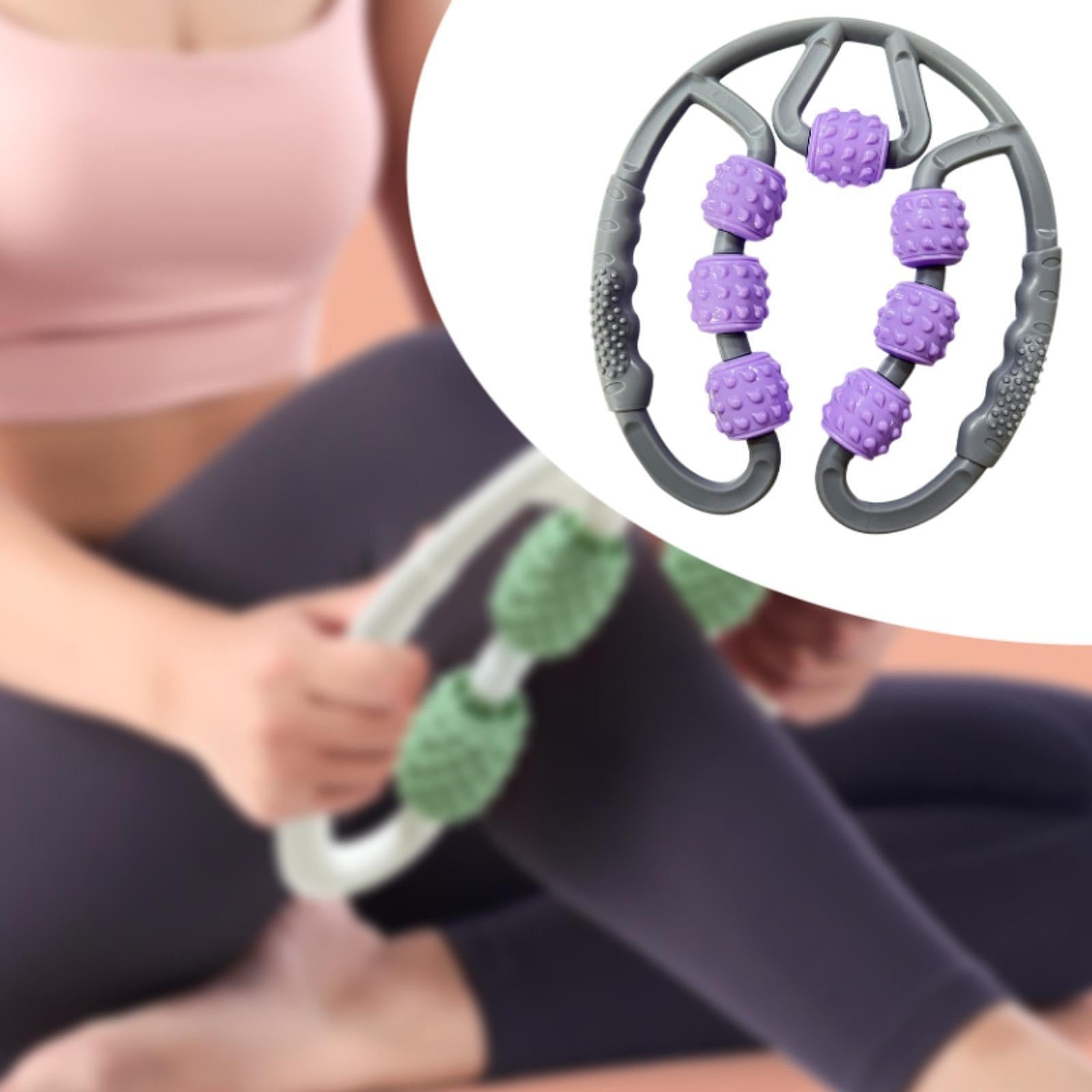 Muscle Roller for Legs 7 Wheels Full Body Massage Tool for Golfer Elbow Yoga Gray Purple