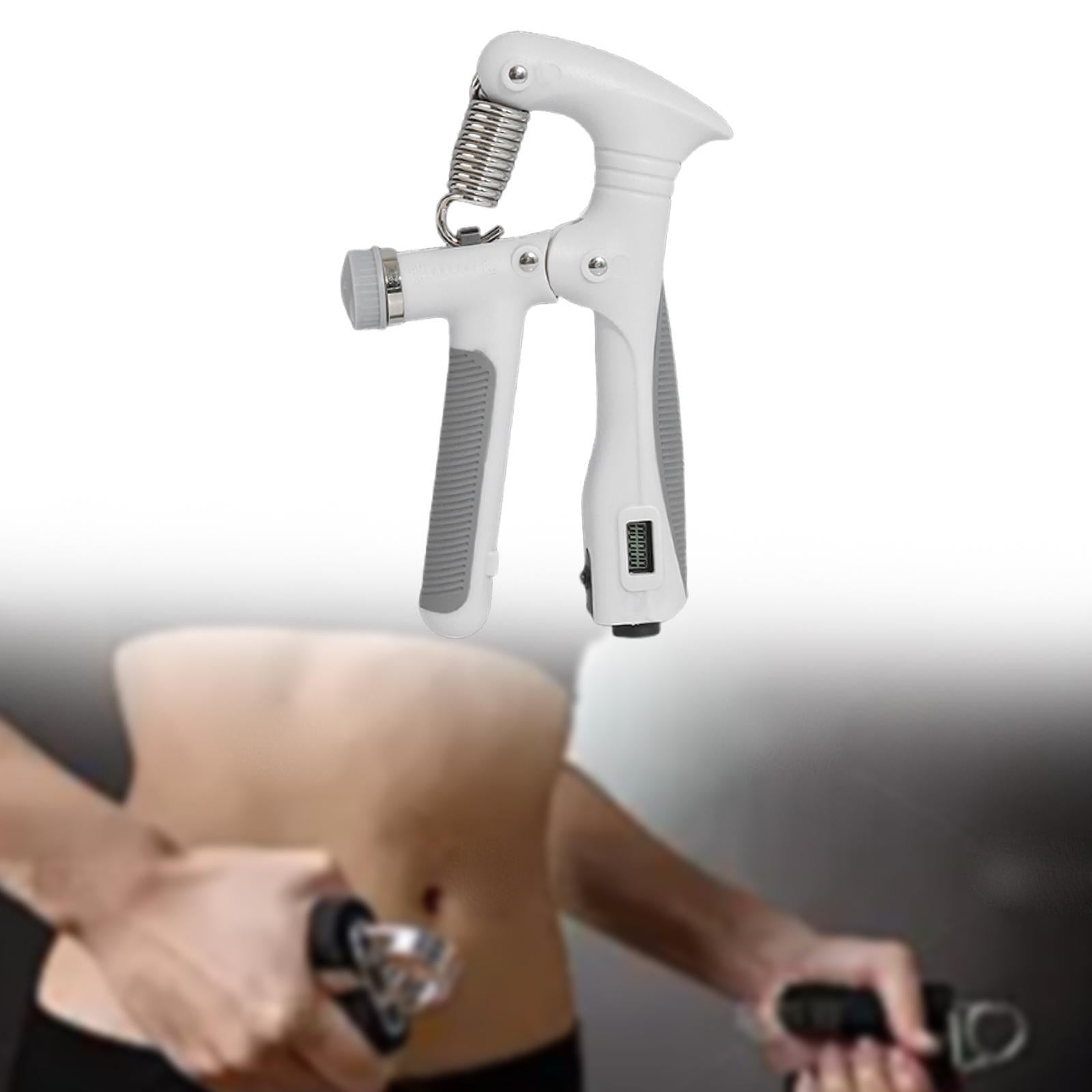 Hand Grip Strengthener with Counter Portable for Rock Climber Pianist Adults white