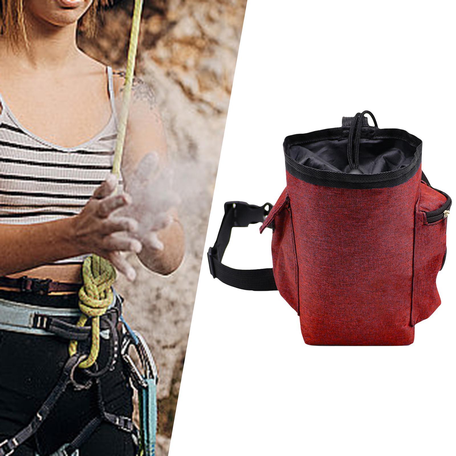 Climbing Chalk Bag Easy Carrying Storage Bag for Workout Climbing Gymnastics Red