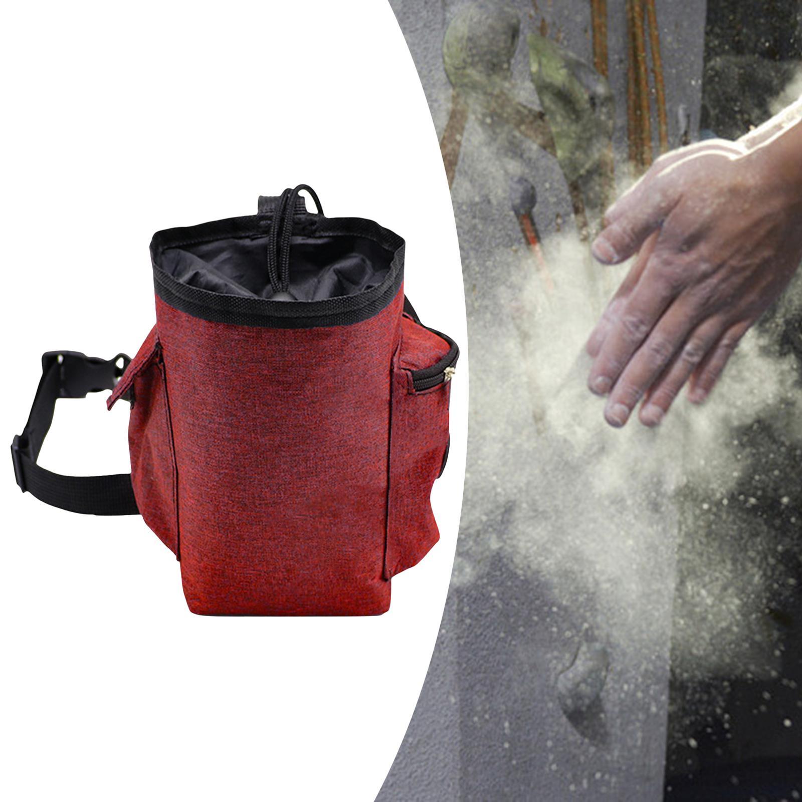Climbing Chalk Bag Easy Carrying Storage Bag for Workout Climbing Gymnastics Red
