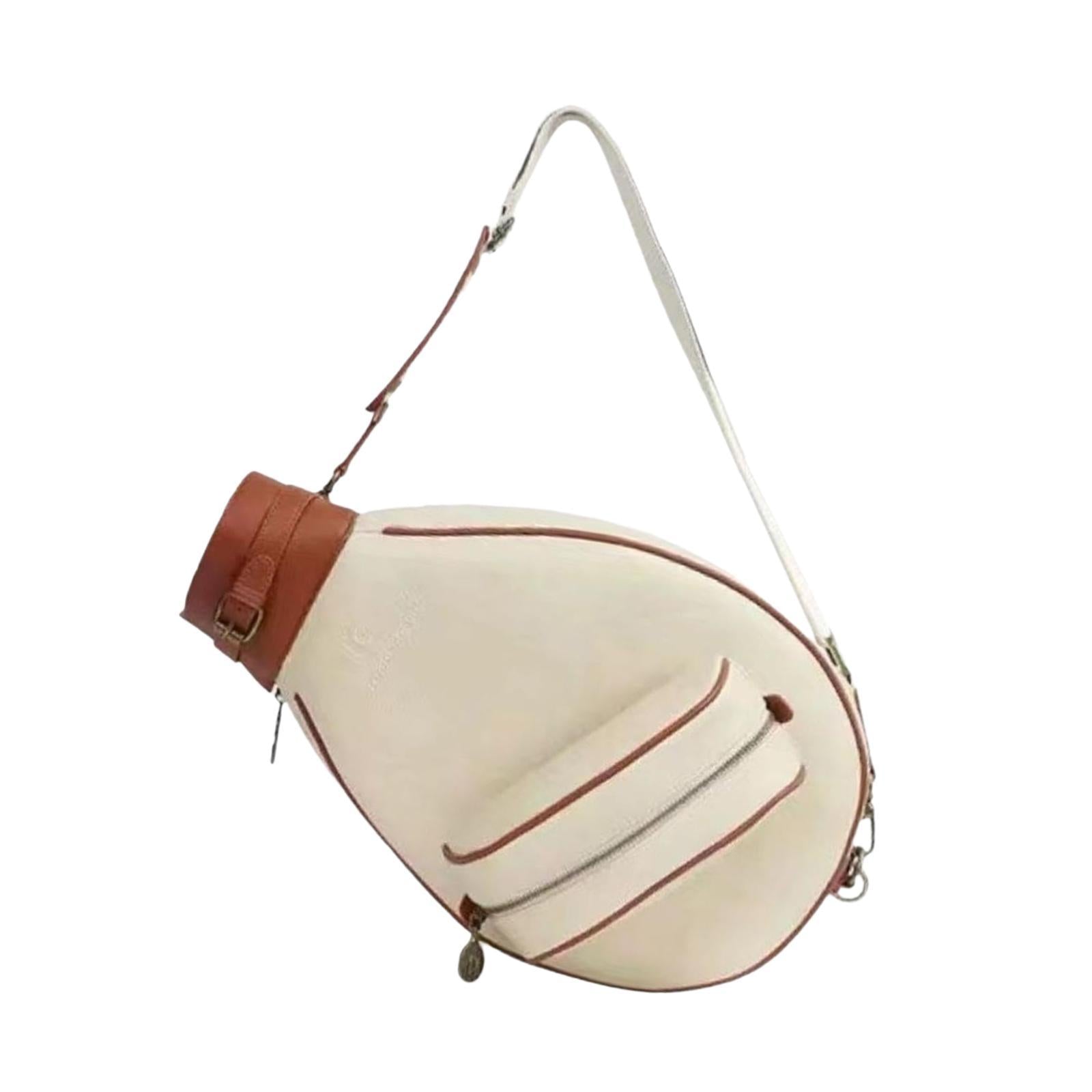 Tennis Bag Shoulder Bag Women Men Outdoor Pouch Squash Bag Racquet Carry Bag White Brown