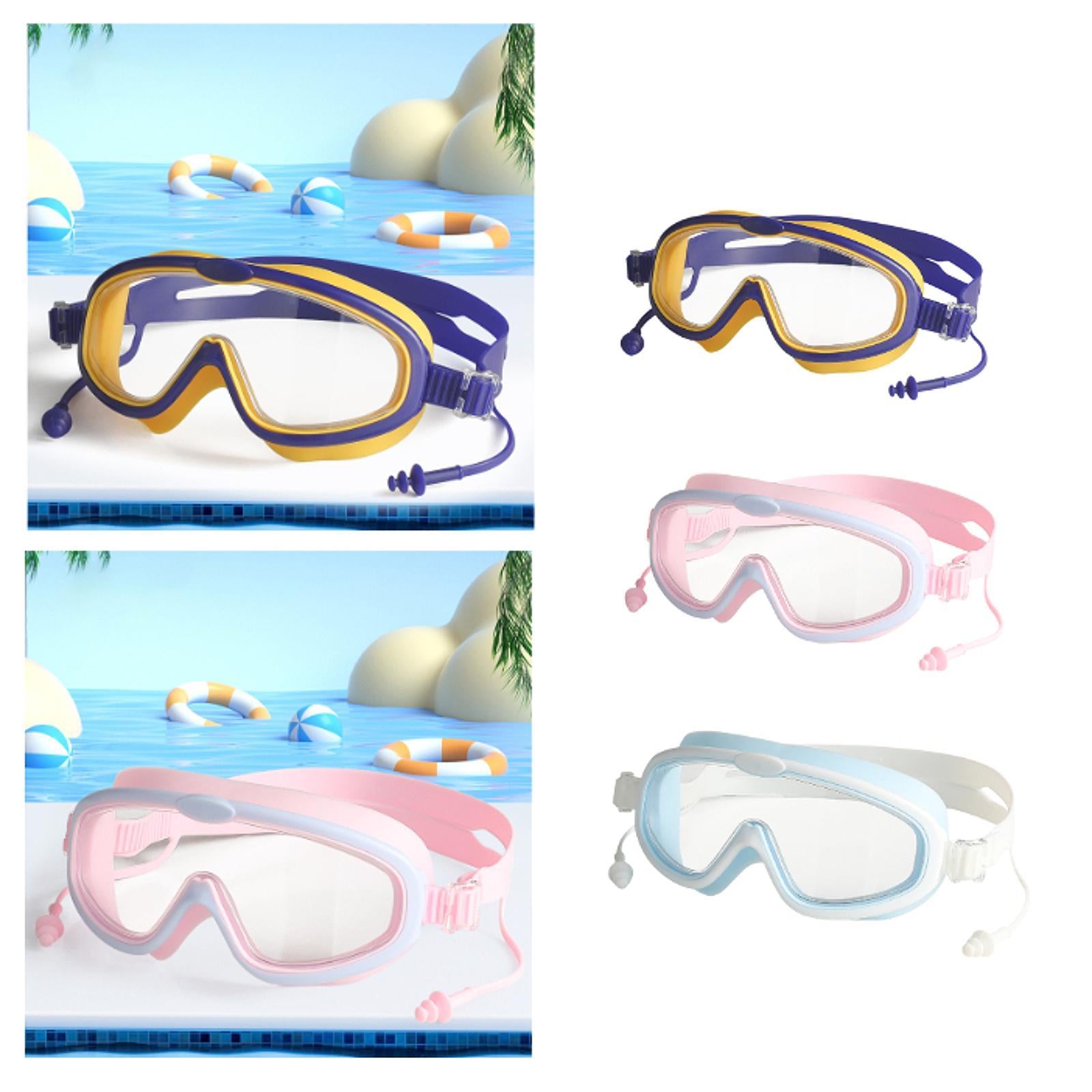 Kids Swim Goggles Party for Boys Girls Comfortable Anti Fog Swimming Glasses Blue Yellow
