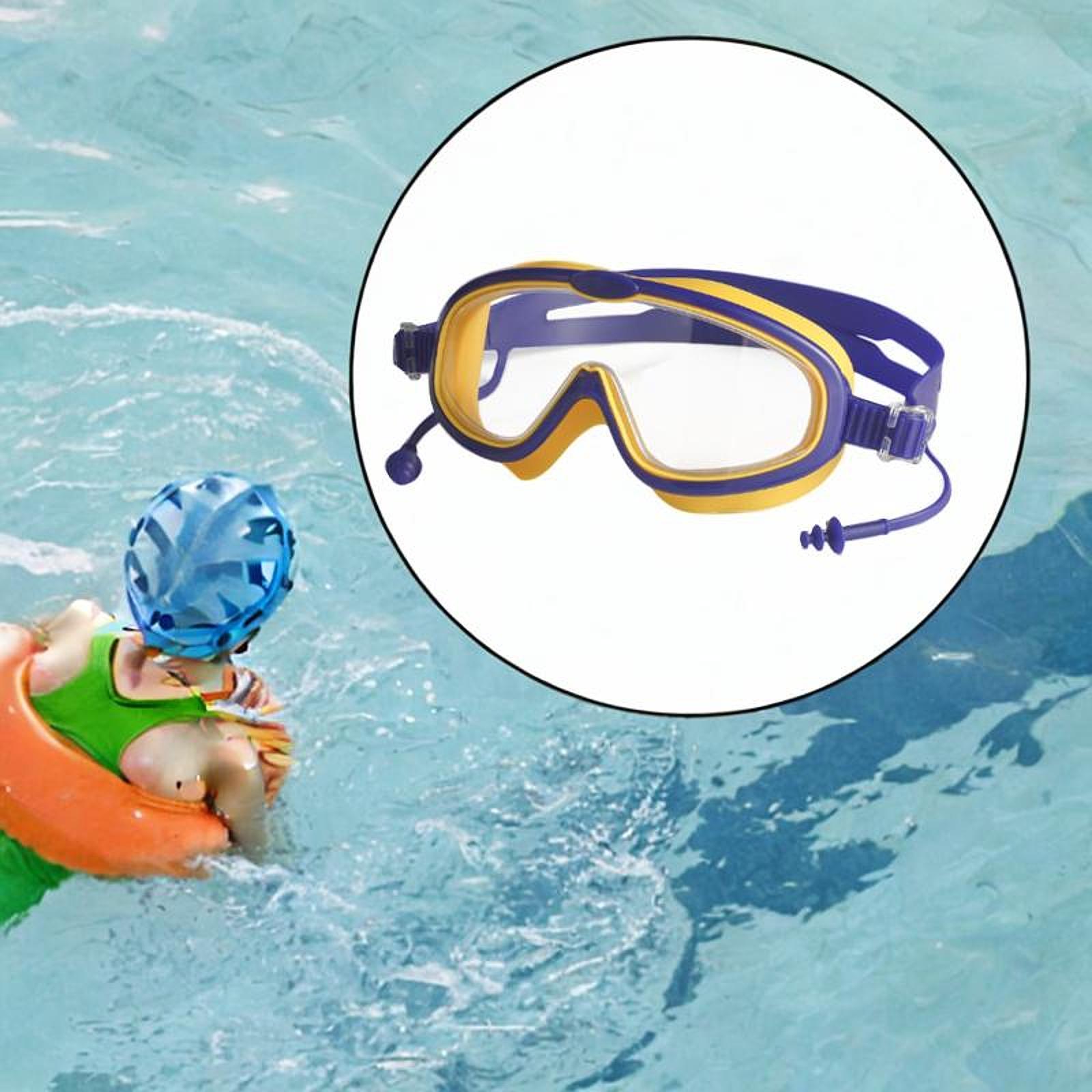 Kids Swim Goggles Party for Boys Girls Comfortable Anti Fog Swimming Glasses Blue Yellow
