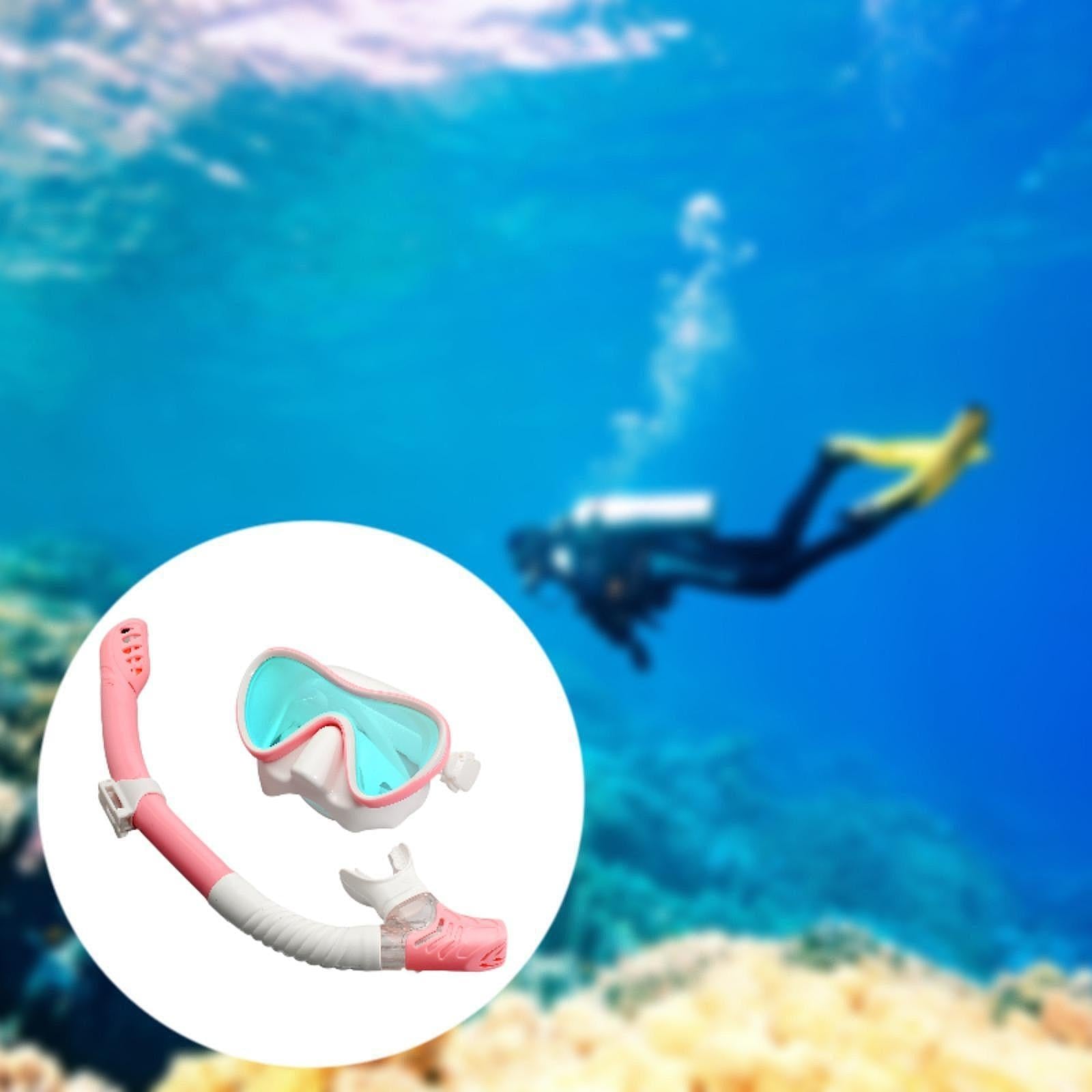 Snorkel Set Scuba Diving Mask Anti Fog for Scuba Diving Freediving Men Women Pink White