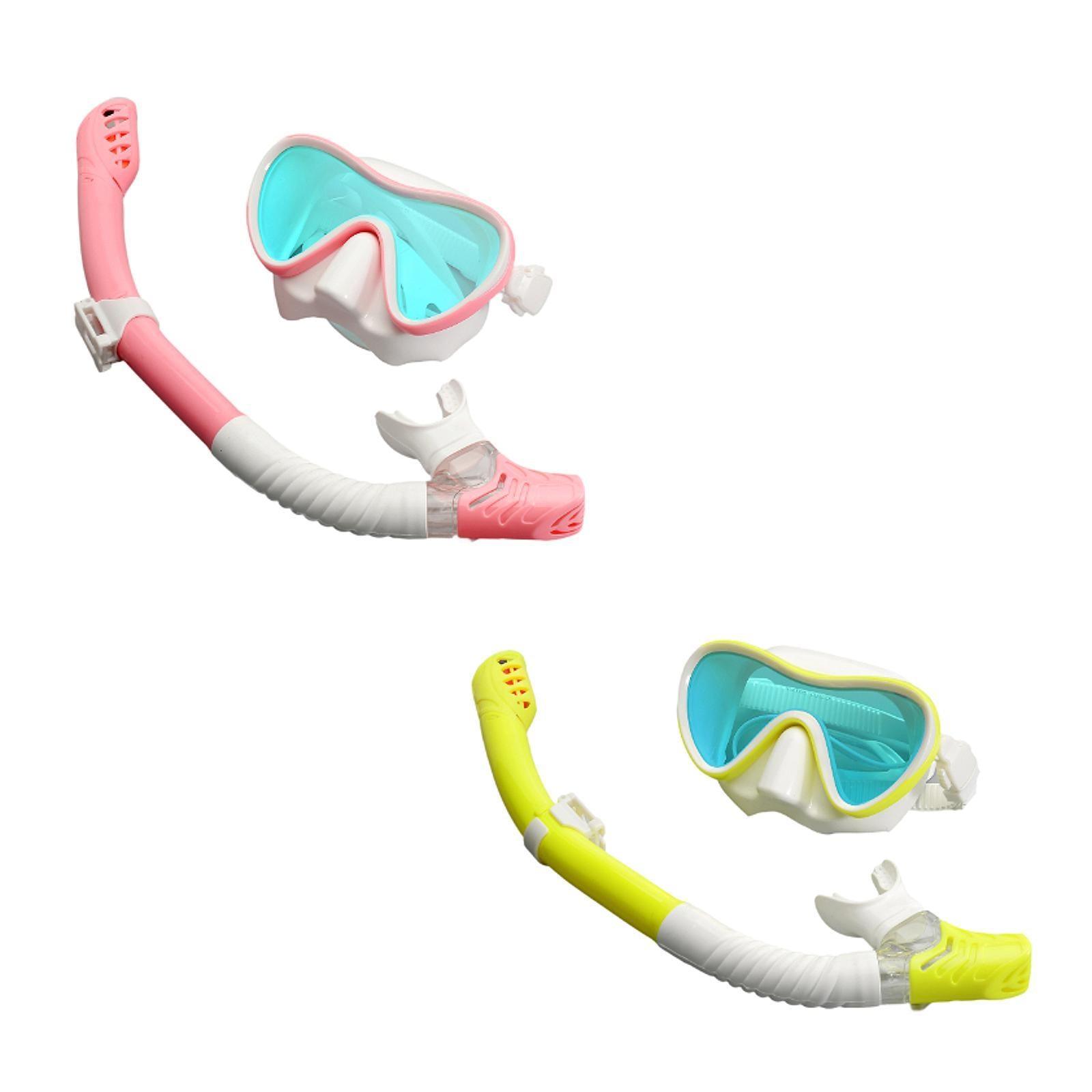 Snorkel Set Scuba Diving Mask Anti Fog for Scuba Diving Freediving Men Women Pink White