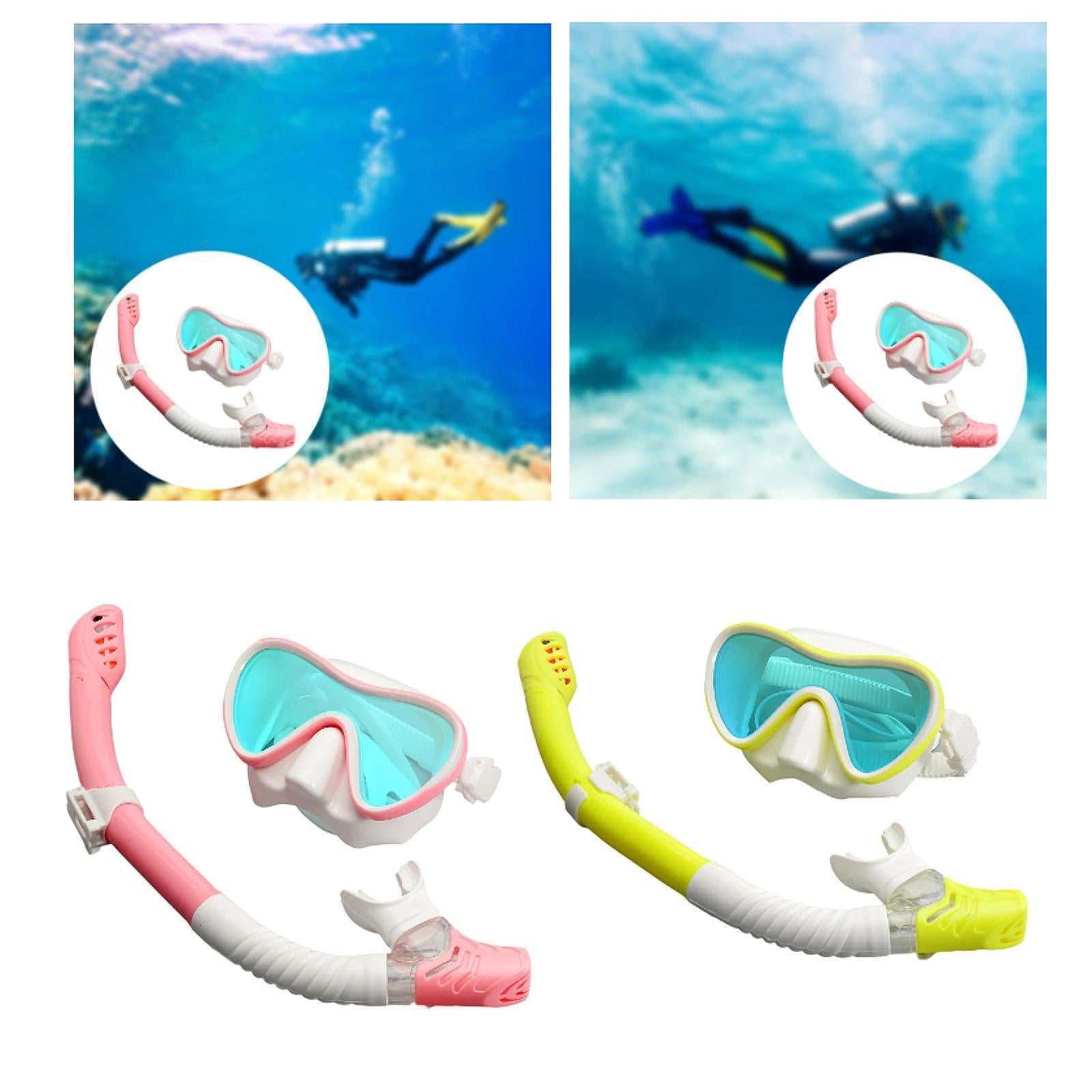 Snorkel Set Scuba Diving Mask Anti Fog for Scuba Diving Freediving Men Women Pink White