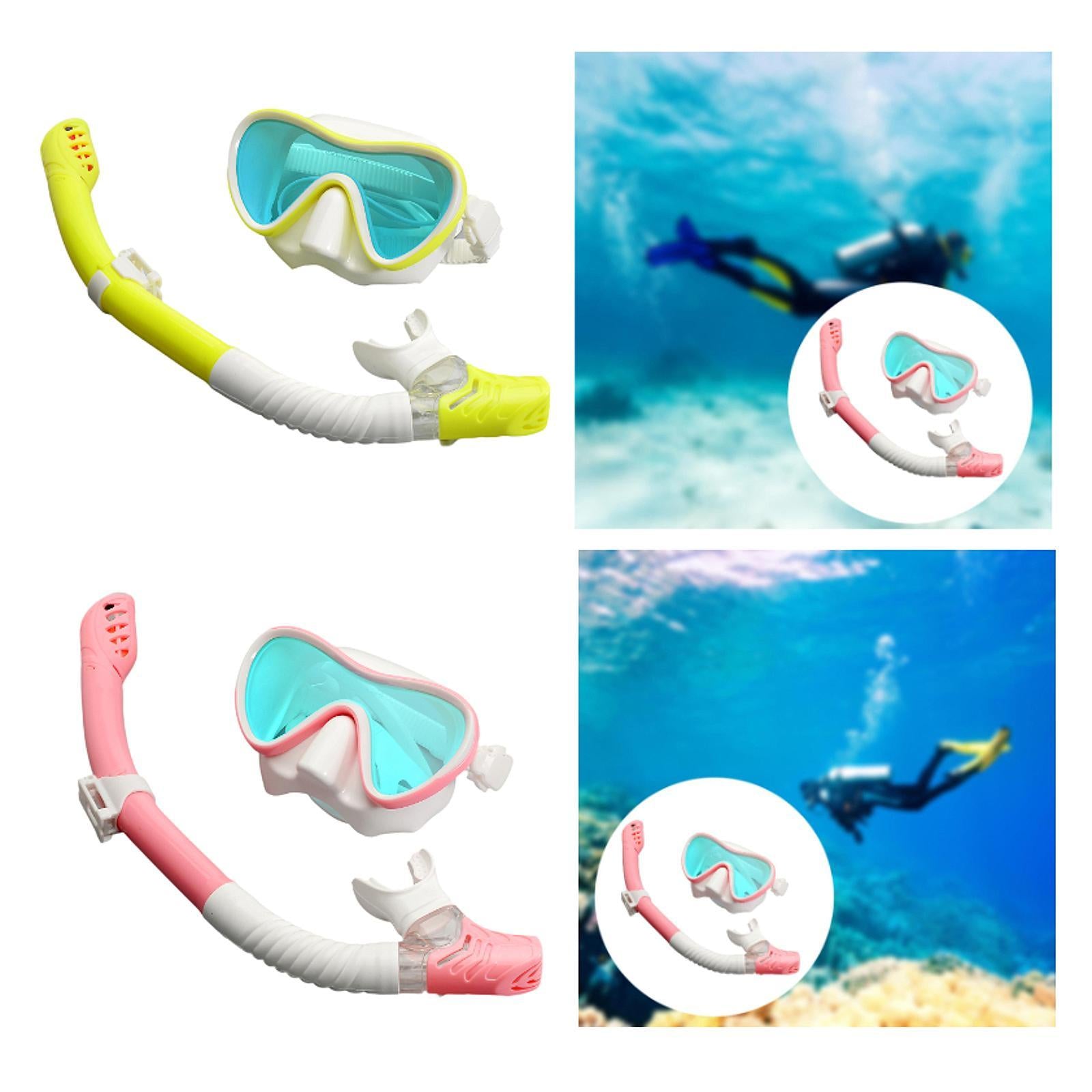 Snorkel Set Scuba Diving Mask Anti Fog for Scuba Diving Freediving Men Women Pink White